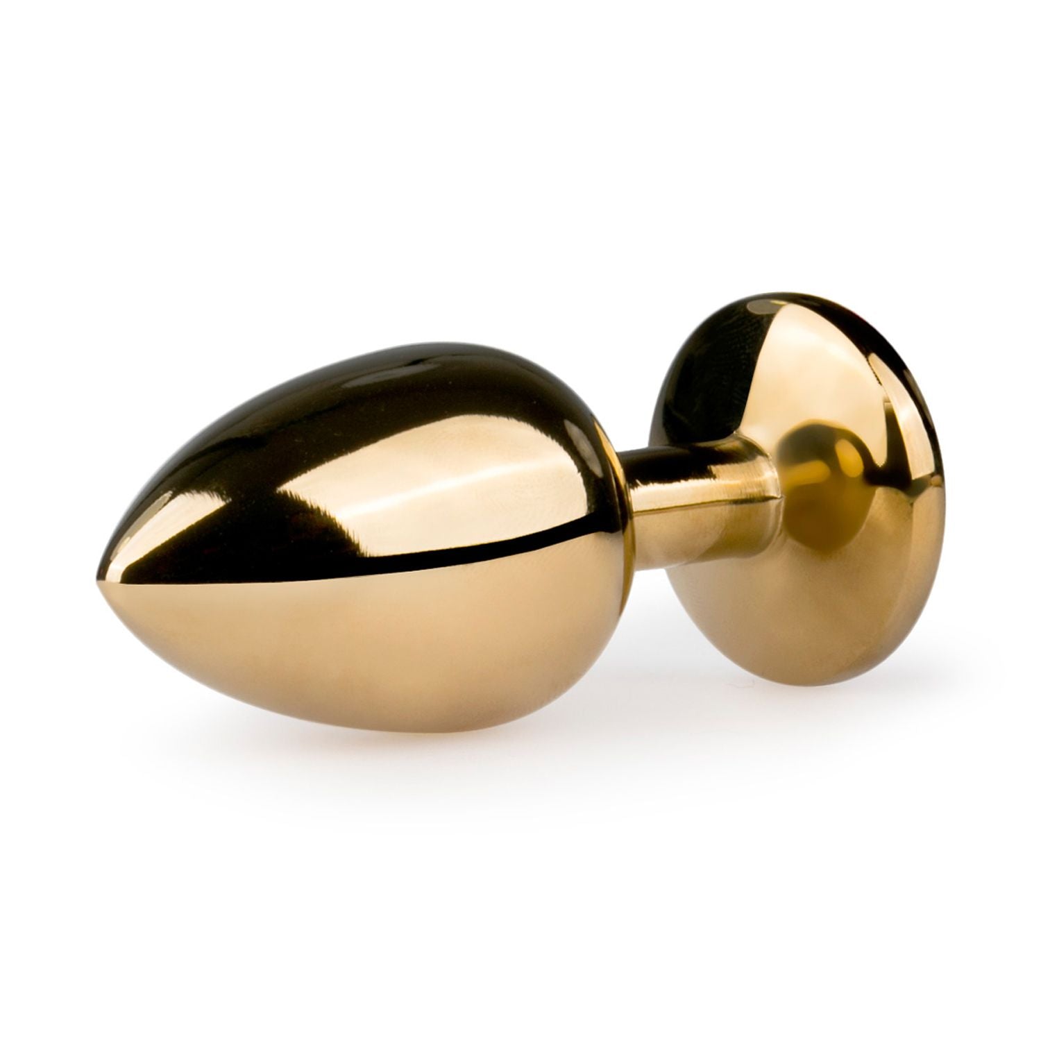 Goudkleurige metalen buttplug met transparant steen
