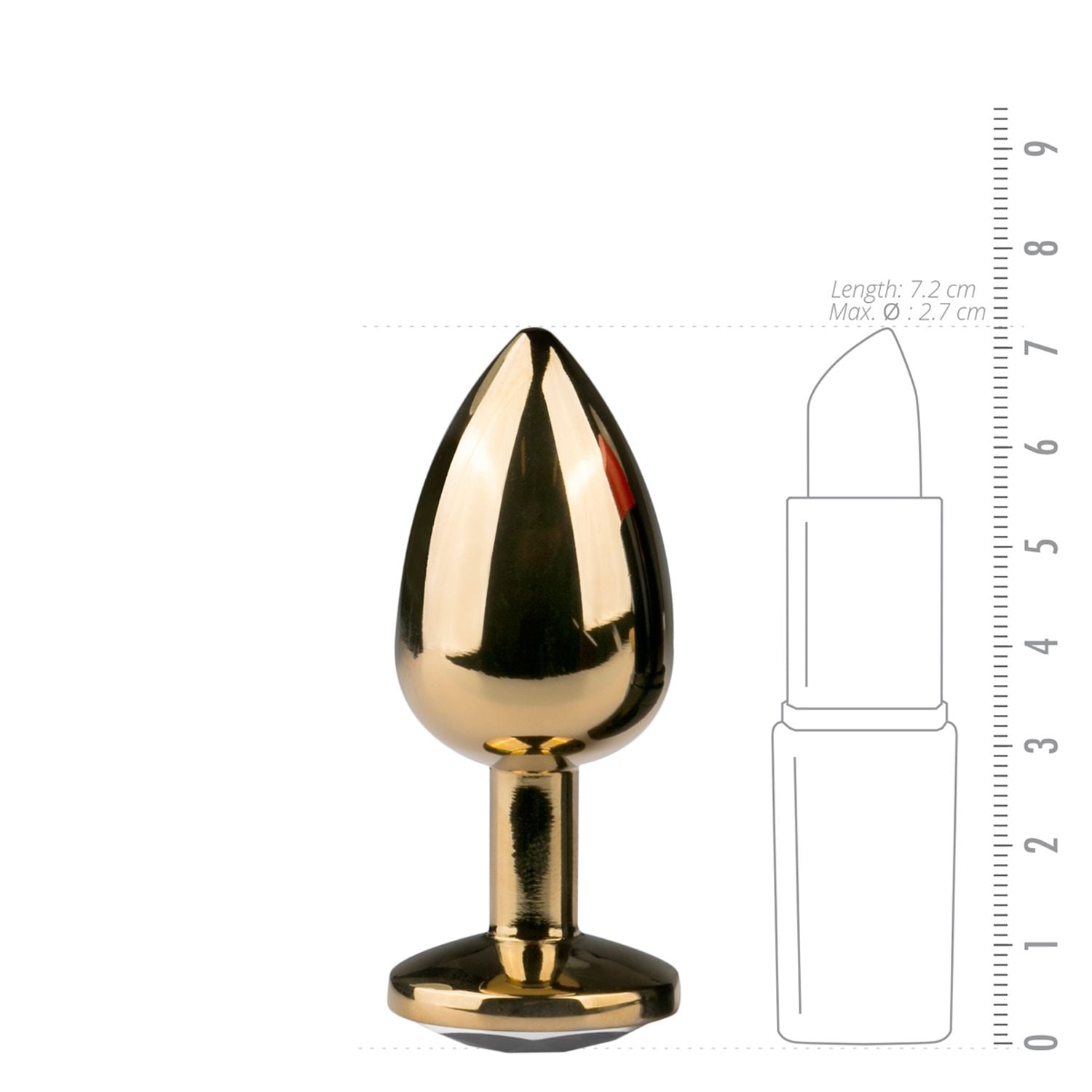 Goudkleurige metalen buttplug met transparant steen