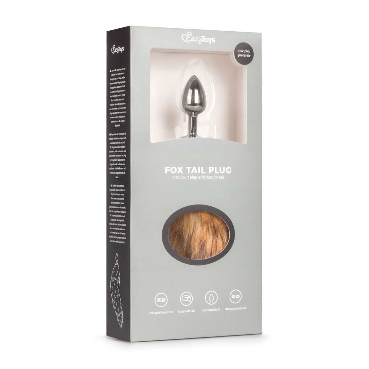EasyToys – FETISH COLLECTIE Buttplug Zilver – Beige Vossenstaart