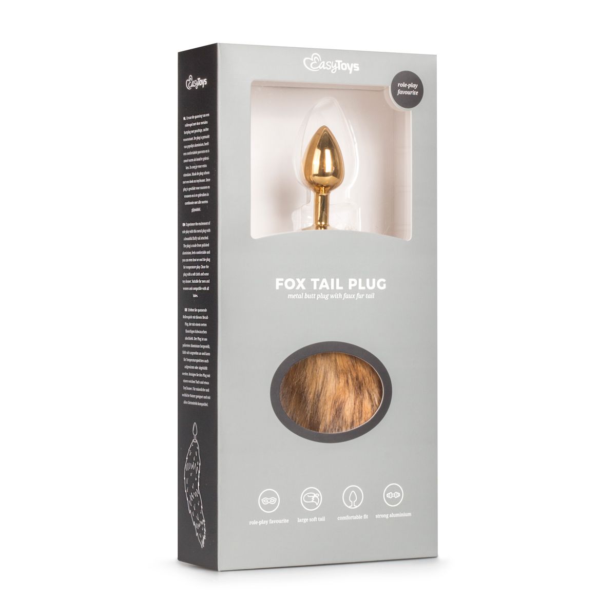 EasyToys – FETISH COLLECTIE Buttplug Goud – Beige Vossenstaart