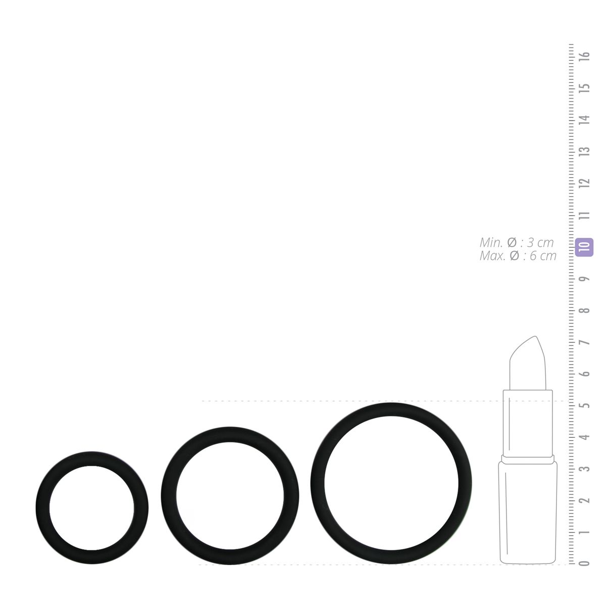 Cockringset - drie maten - zwart