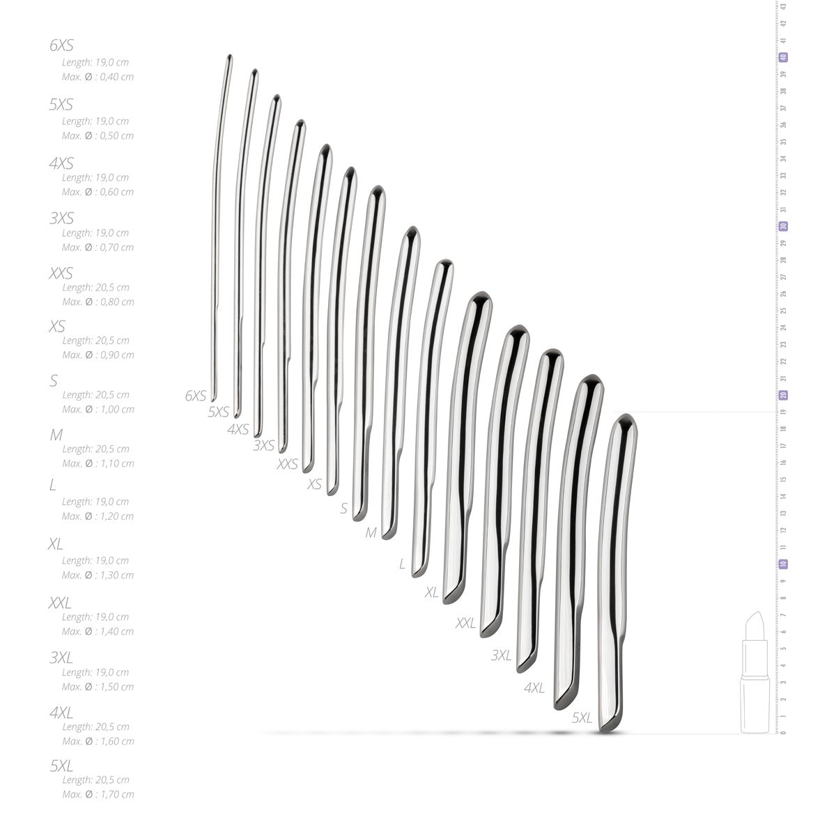 Sinner - Metalen Dilatatorset - 14 Stuks