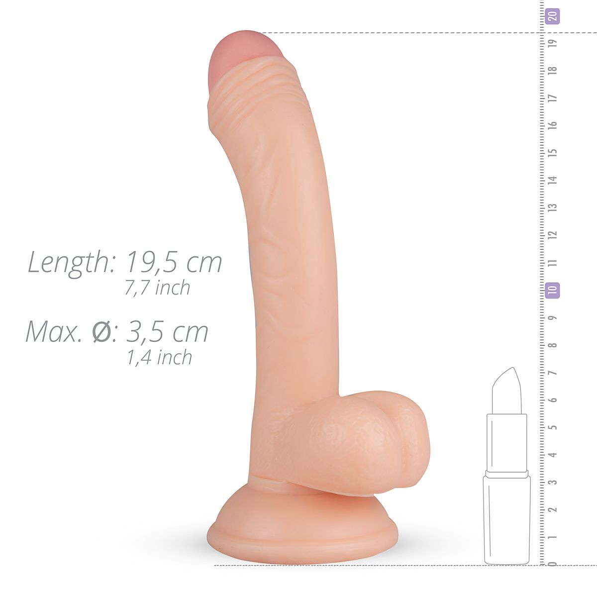 Vince uitgebreide Dildo Met Balzak - 19,5 cm
