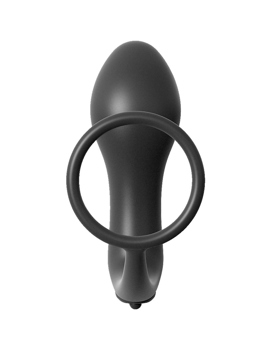 PIPEDREAM – Ass-Gasm Cockring met Vibrerende Butt Plug – Zwart
