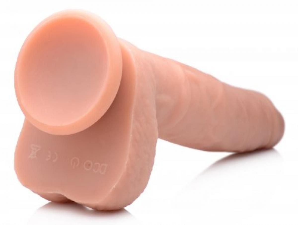 Vibrerende &amp; Stotende details XL Dildo Met Balzak - 17,8 cm