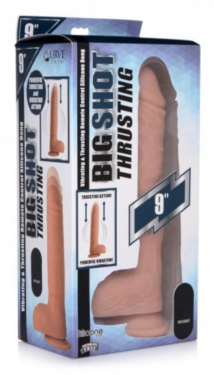 Vibrerende &amp; Stotende details XL Dildo Met Balzak - 17,8 cm