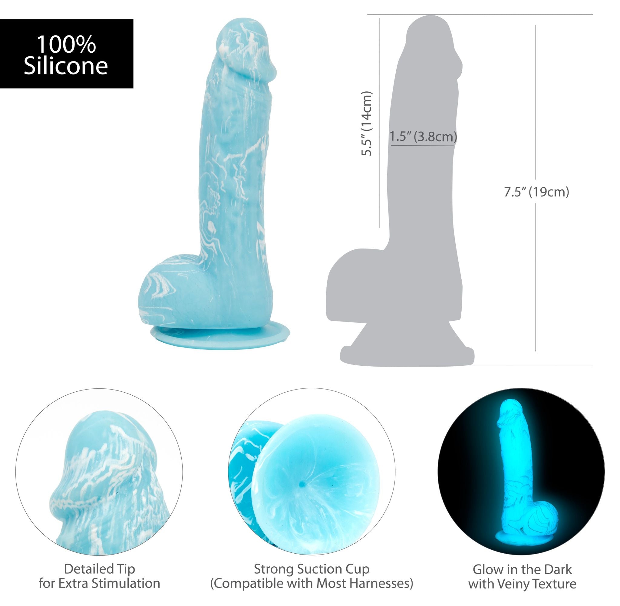 Addiction - Luke Glow In The Dark Dildo - 18 cm