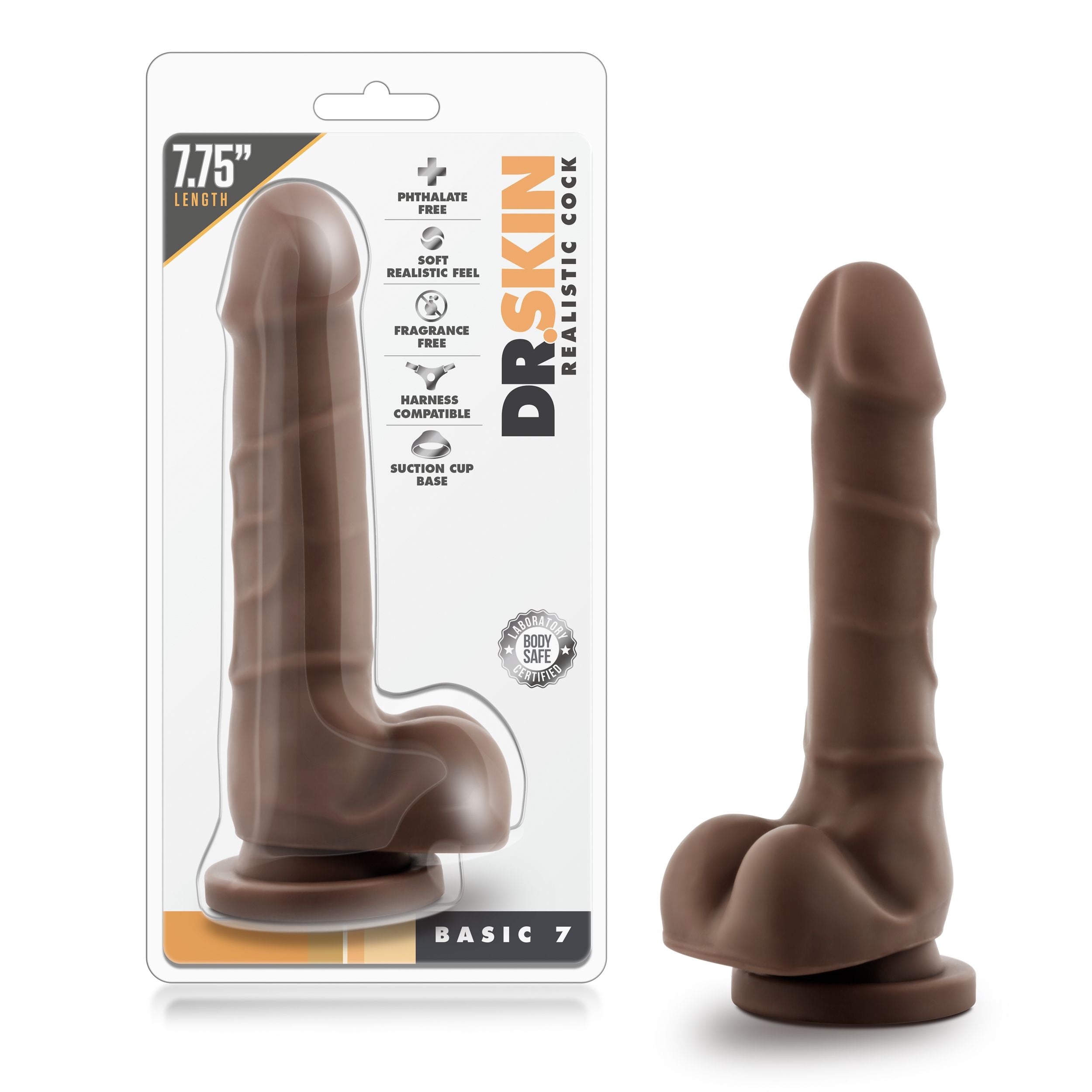 Dr. Skin - uitgebreide Dildo Met Zuignap 20 cm - Chocolade