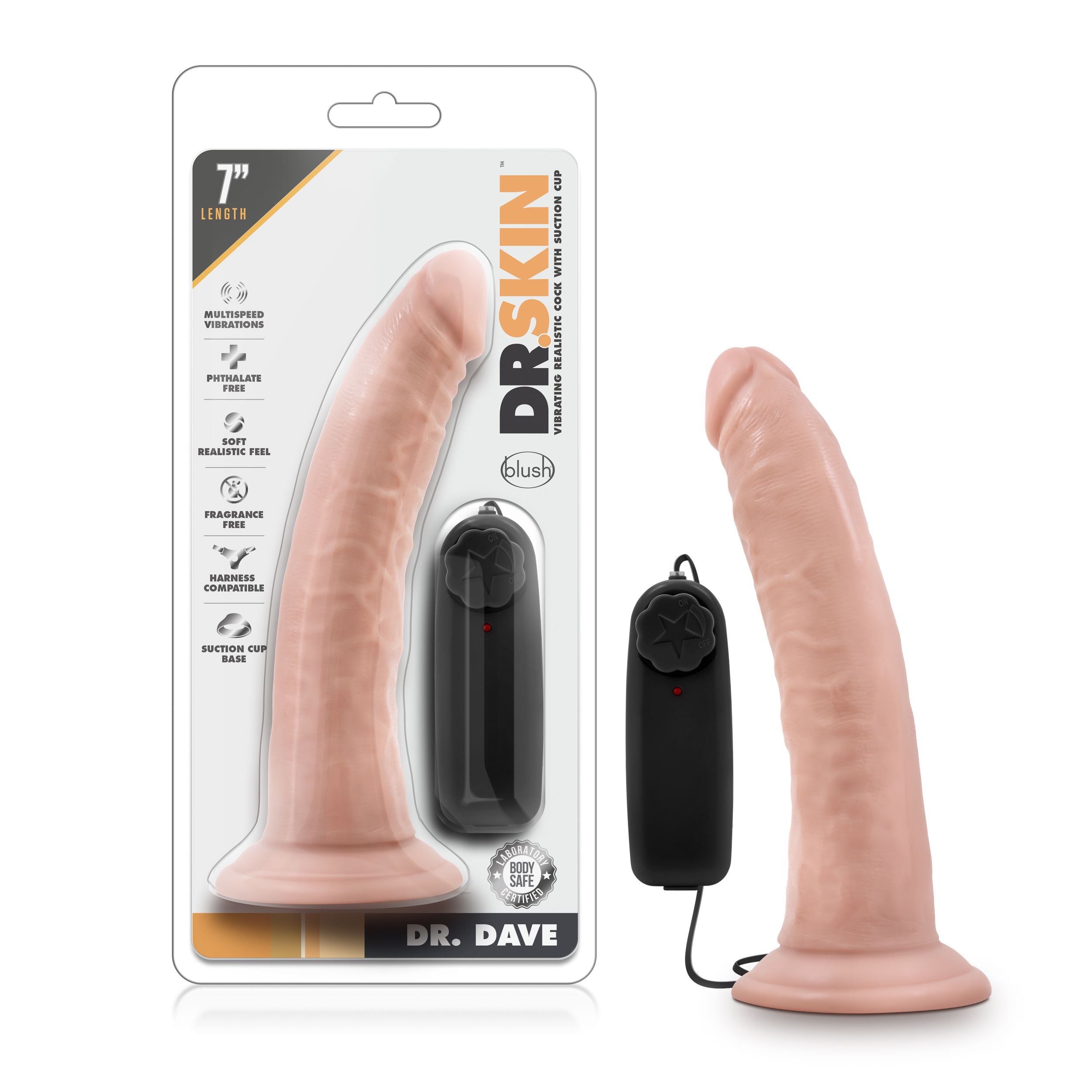 Dr. Skin - Dr. Dave Vibrator Met Zuignap - Vanille
