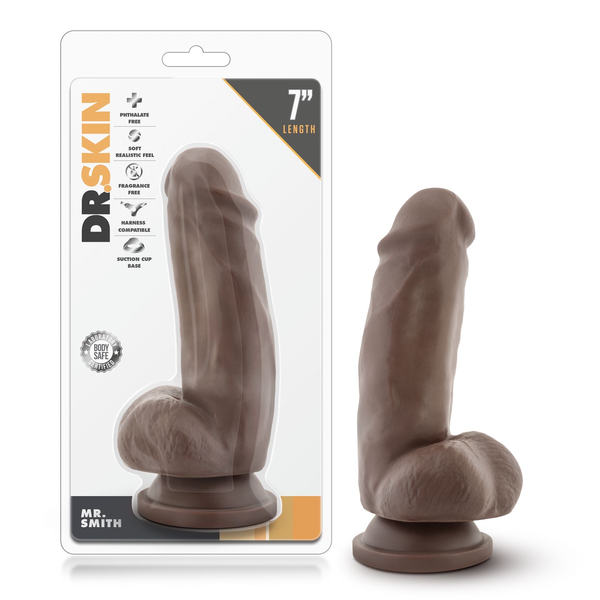 Dr. Skin - Mr. Smith Dildo Met Zuignap 19 cm - Chocolade