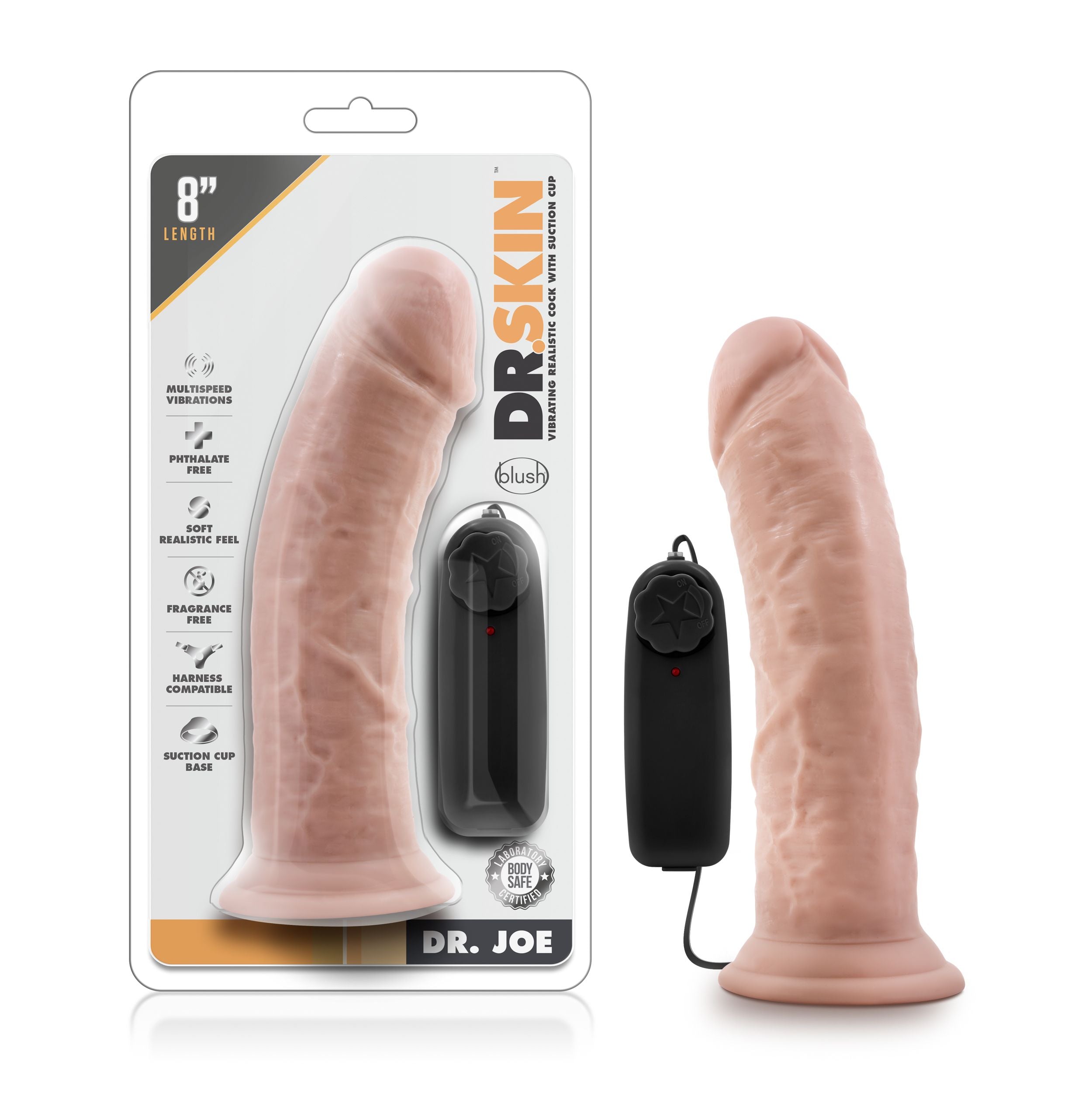Dr. Skin - Dr. Joe Vibrator Met Zuignap 20 cm - Vanille