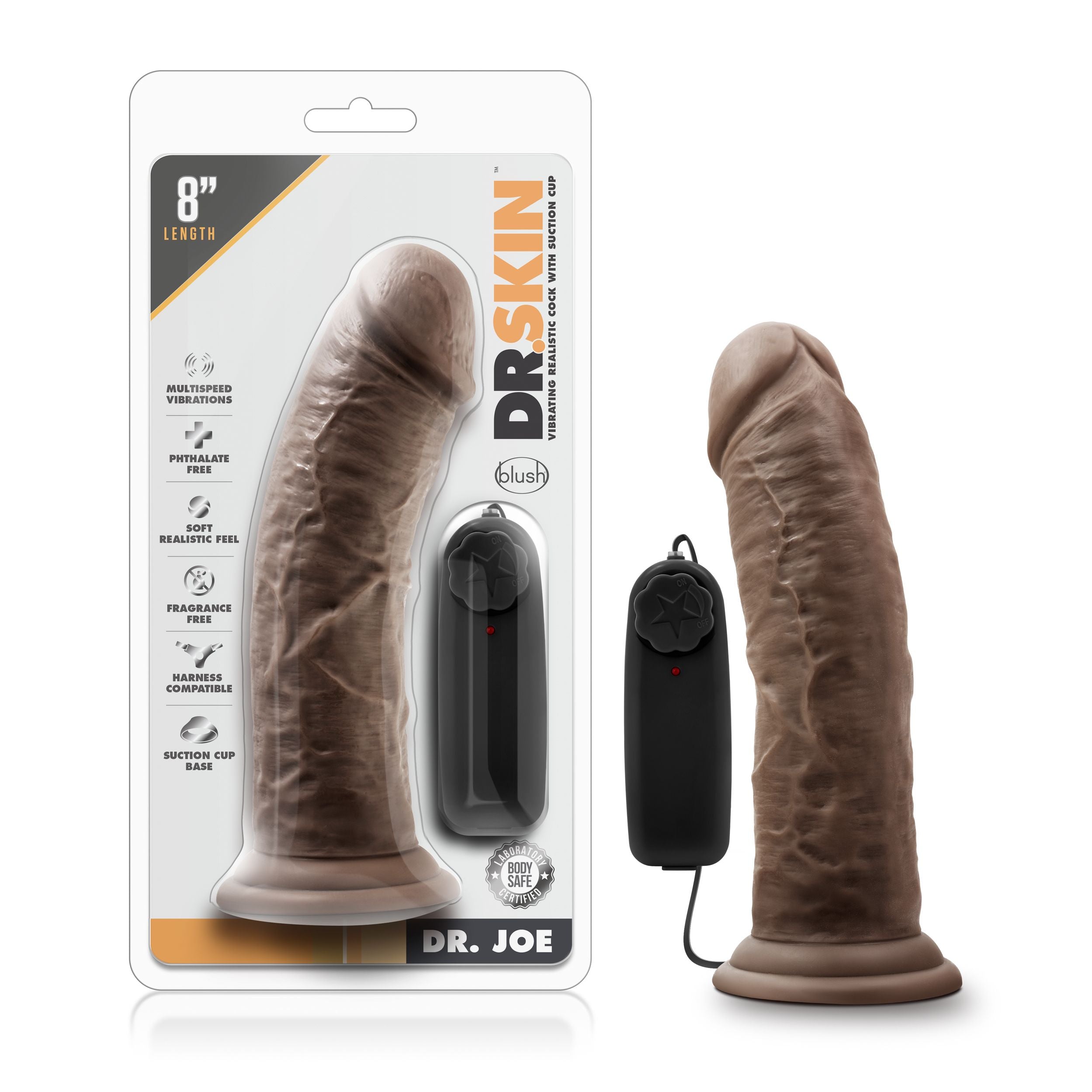 Dr. Skin - Dr. Joe Vibrator Met Zuignap 20 cm - Chocolade