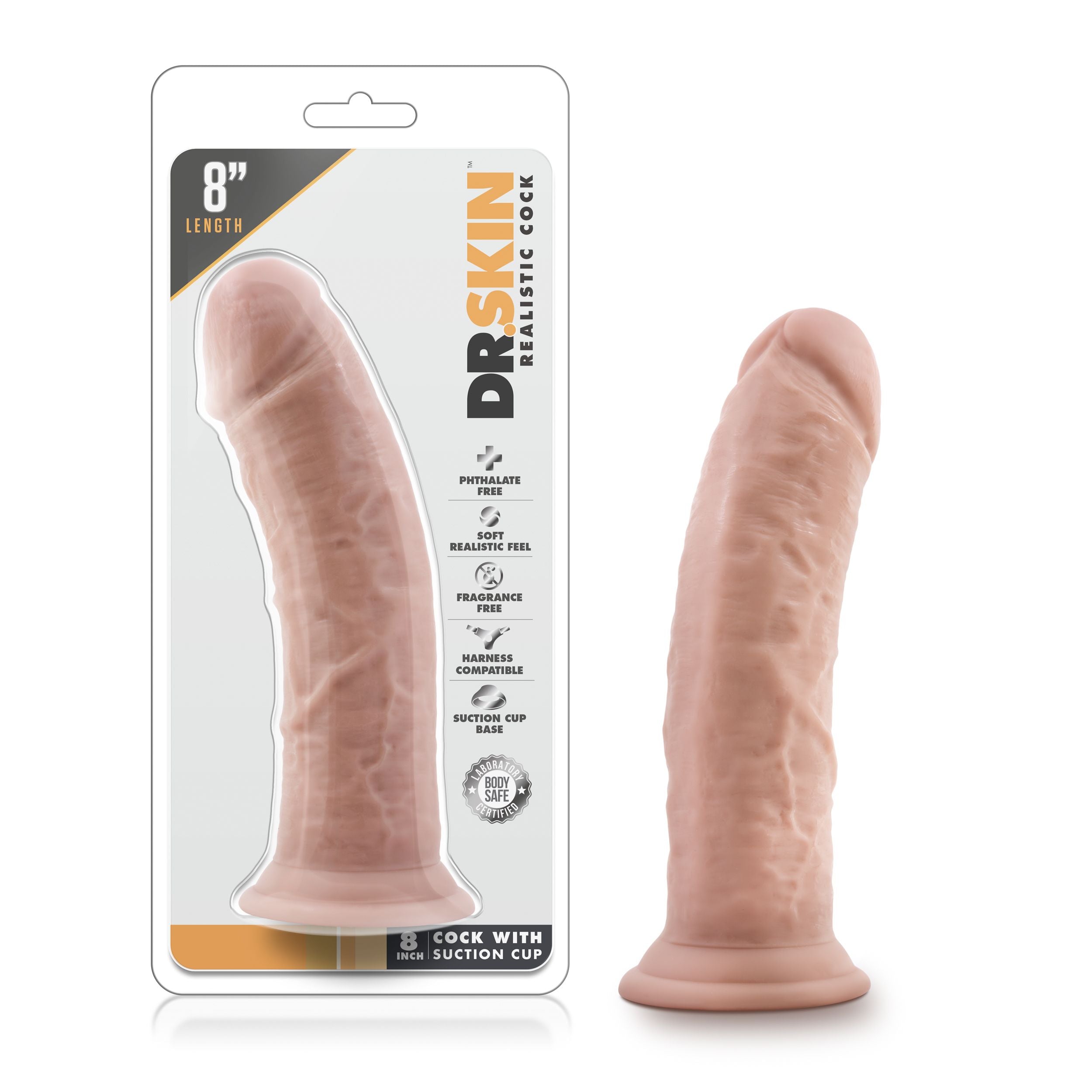 Dr. Skin - uitgebreide Dildo Met Zuignap 20 cm - Vanille