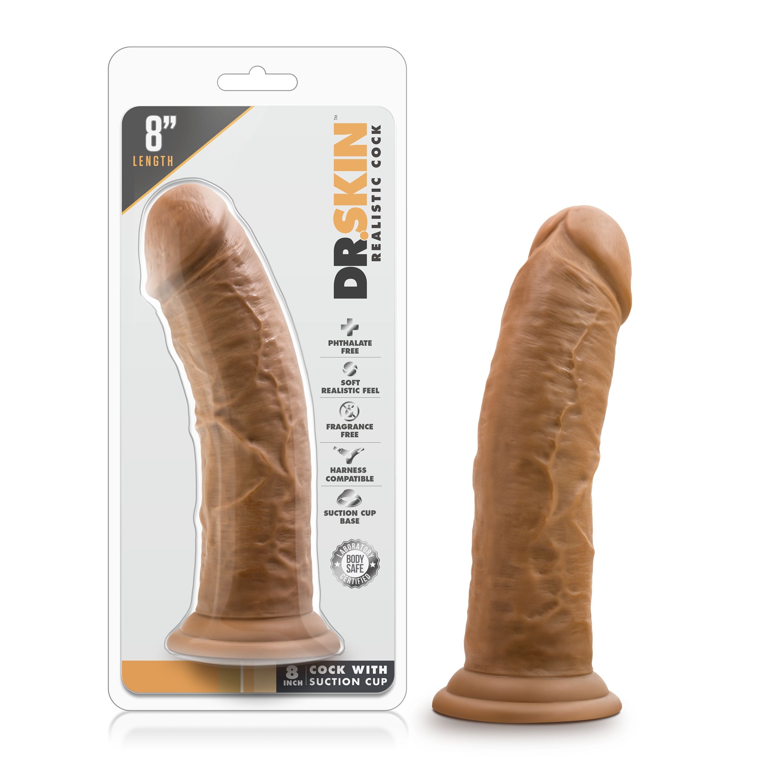 Dr. Skin - gedetailleerde Dildo Met Zuignap 20 cm - Mokka