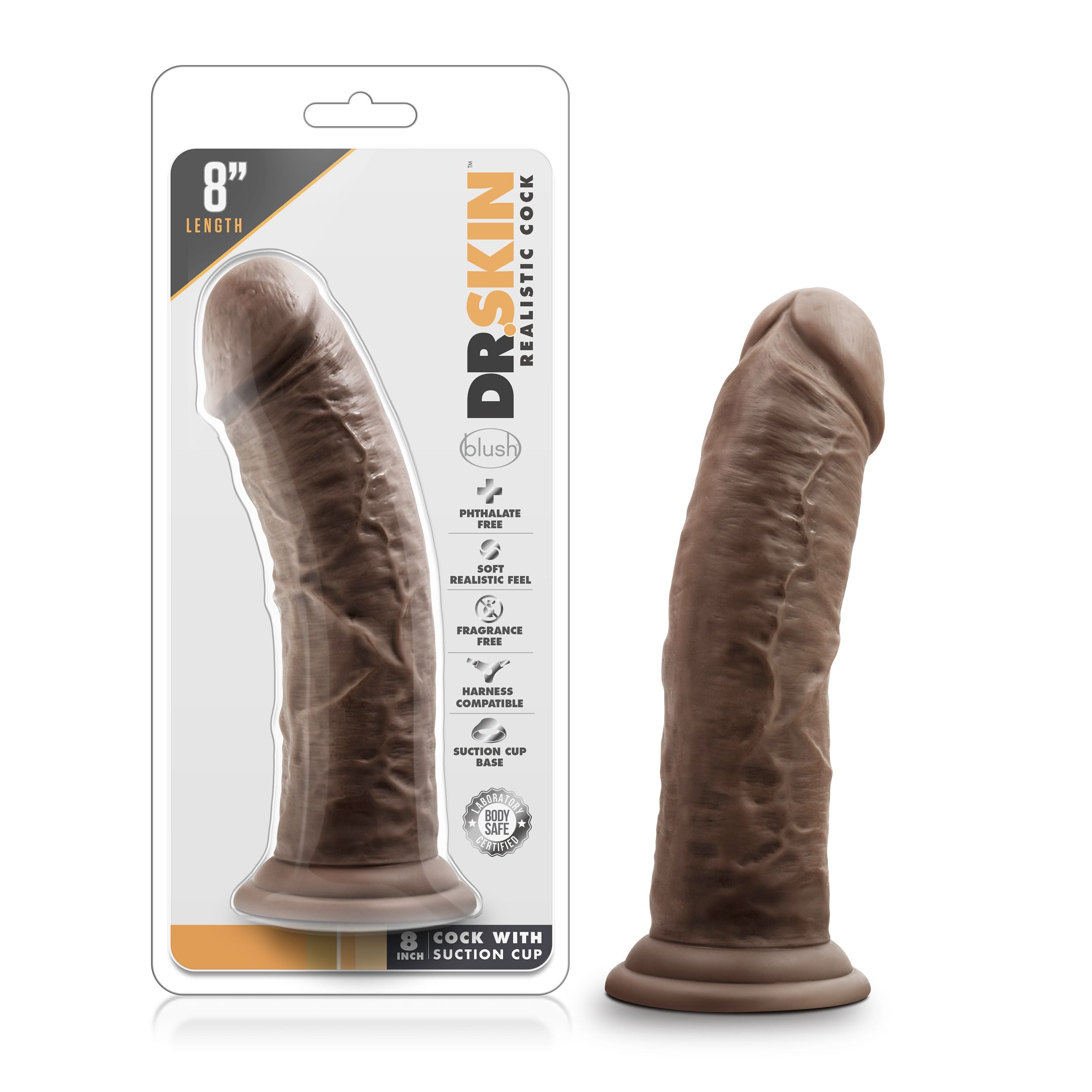 Dr. Skin - uitgebreide Dildo Met Zuignap 20 cm - Chocolade