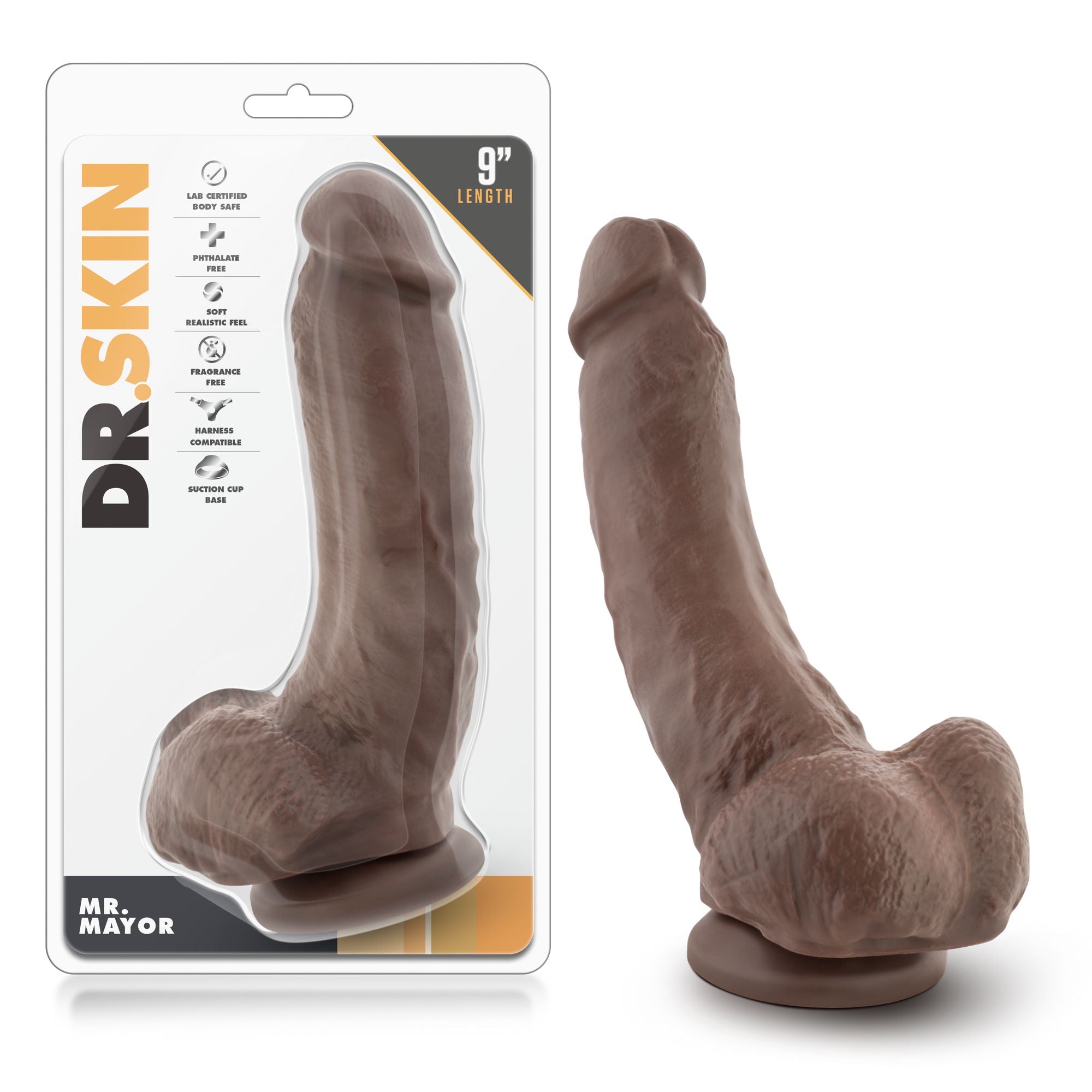 Dr. Skin - Mr. Burgemeester Dildo Met Zuignap 22,8 cm - Chocolade