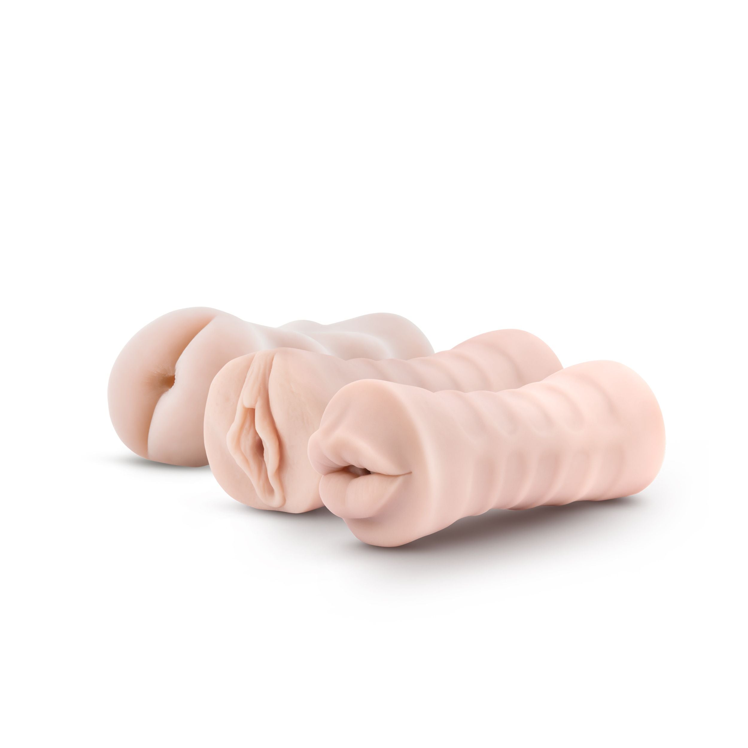 M voor mannen - Set Van 3 Masturbators Met Bullet Vibrator: Vagina, Anus, Mond