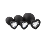 Siliconen Buttplug Set Met Diamantjes - Hart
