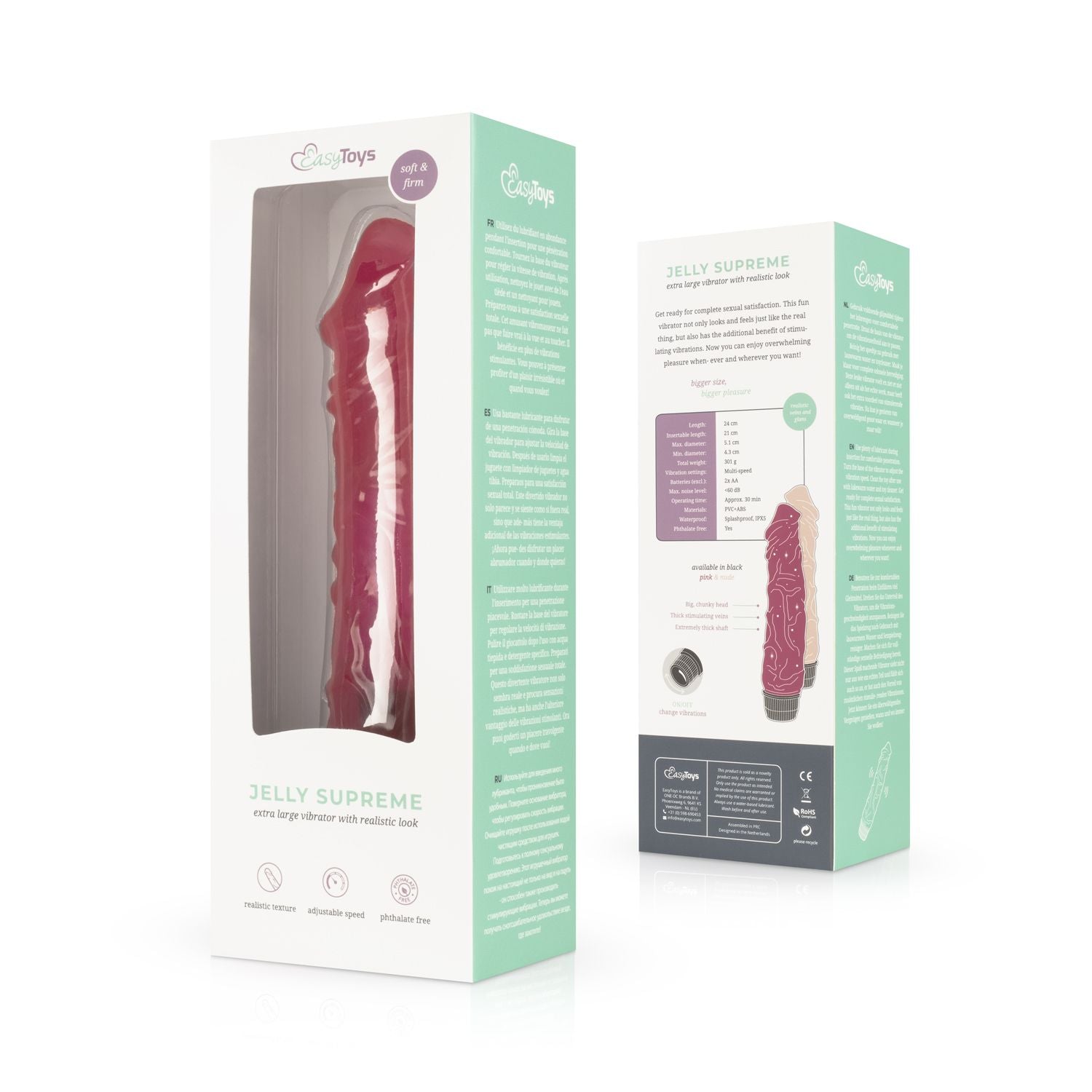 Jelly Supreme - uitgebreide vibrator - Roze/Glitters