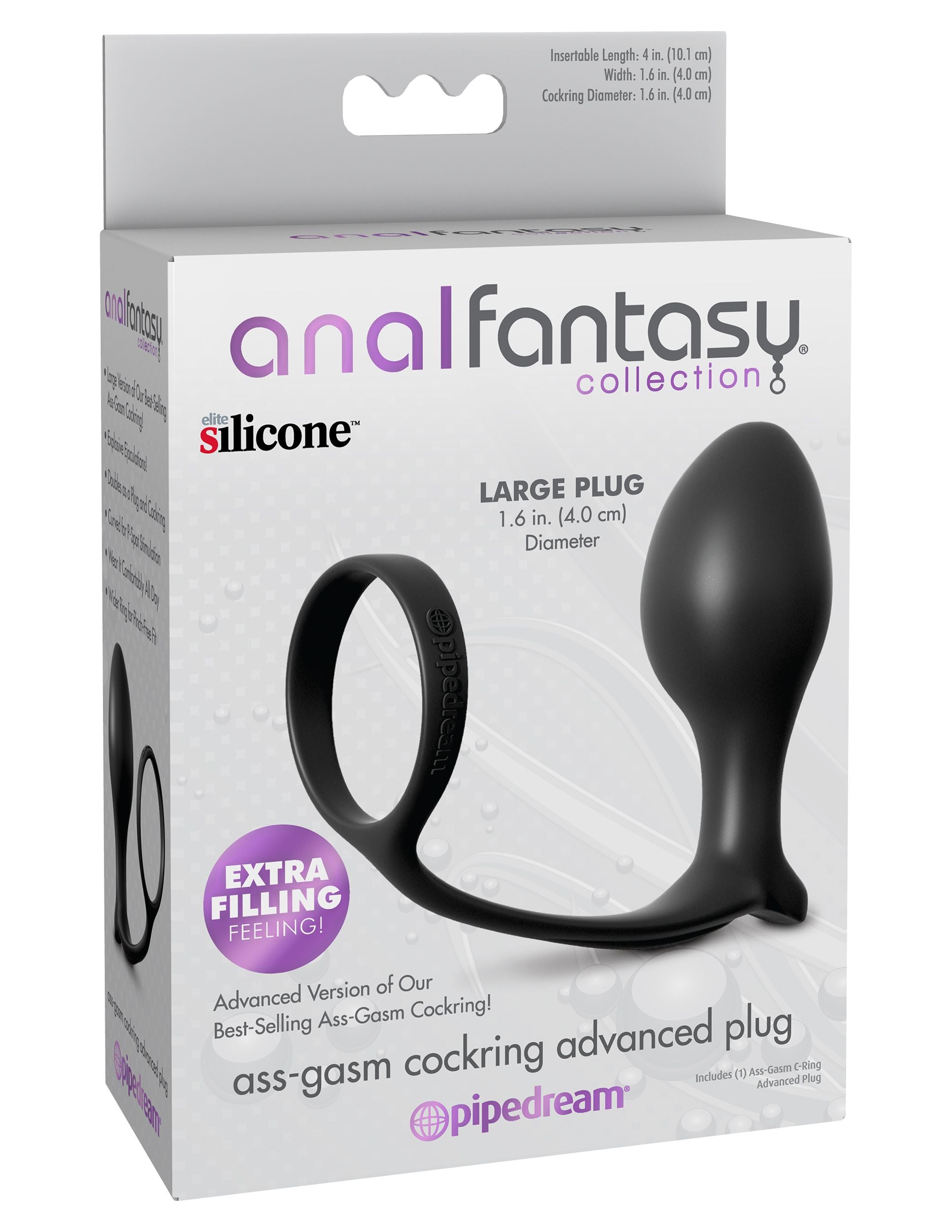 PIPEDREAM – Ass-Gasm Cockring met Vibrerende Butt Plug – Zwart