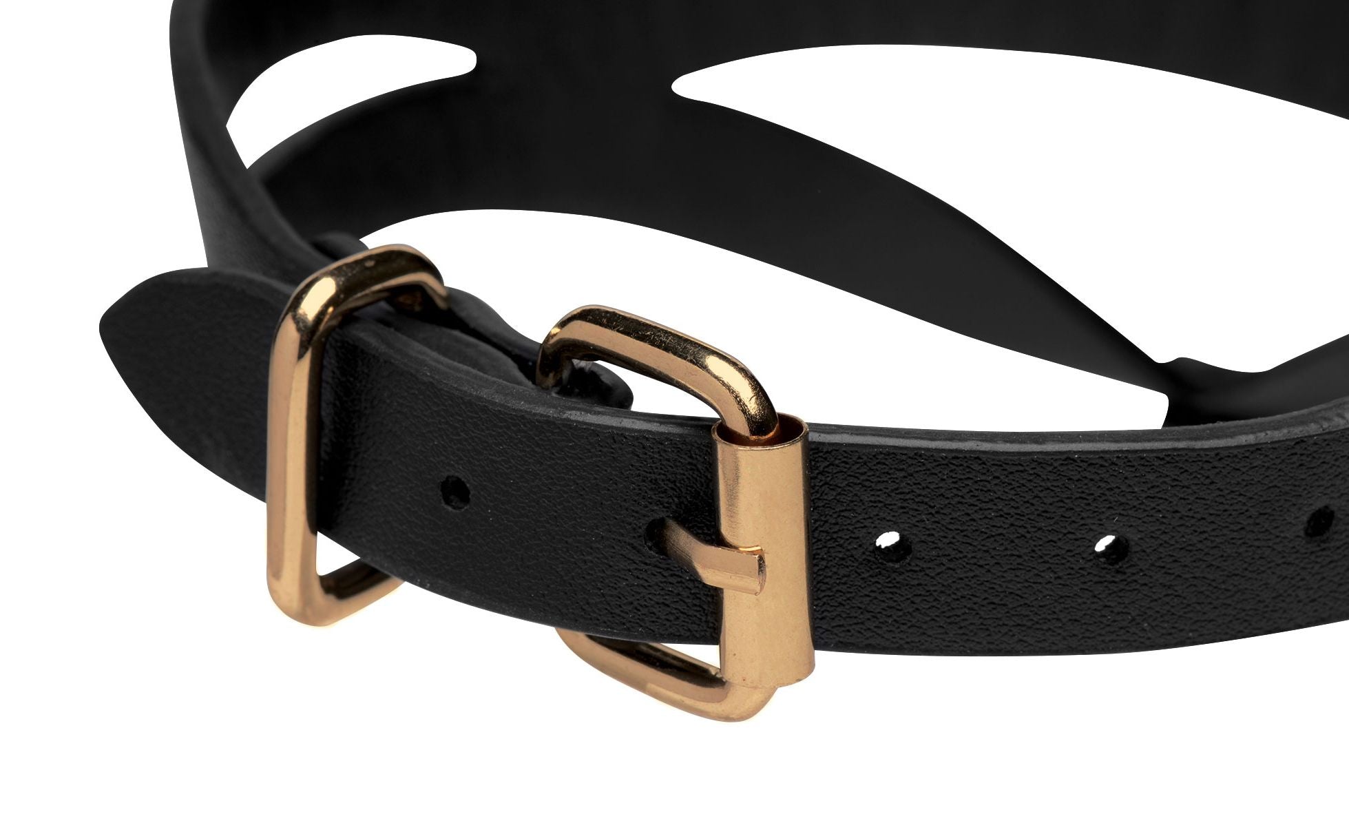 Bondage Baddie Halsband Met O-ring - Zwart/Goud
