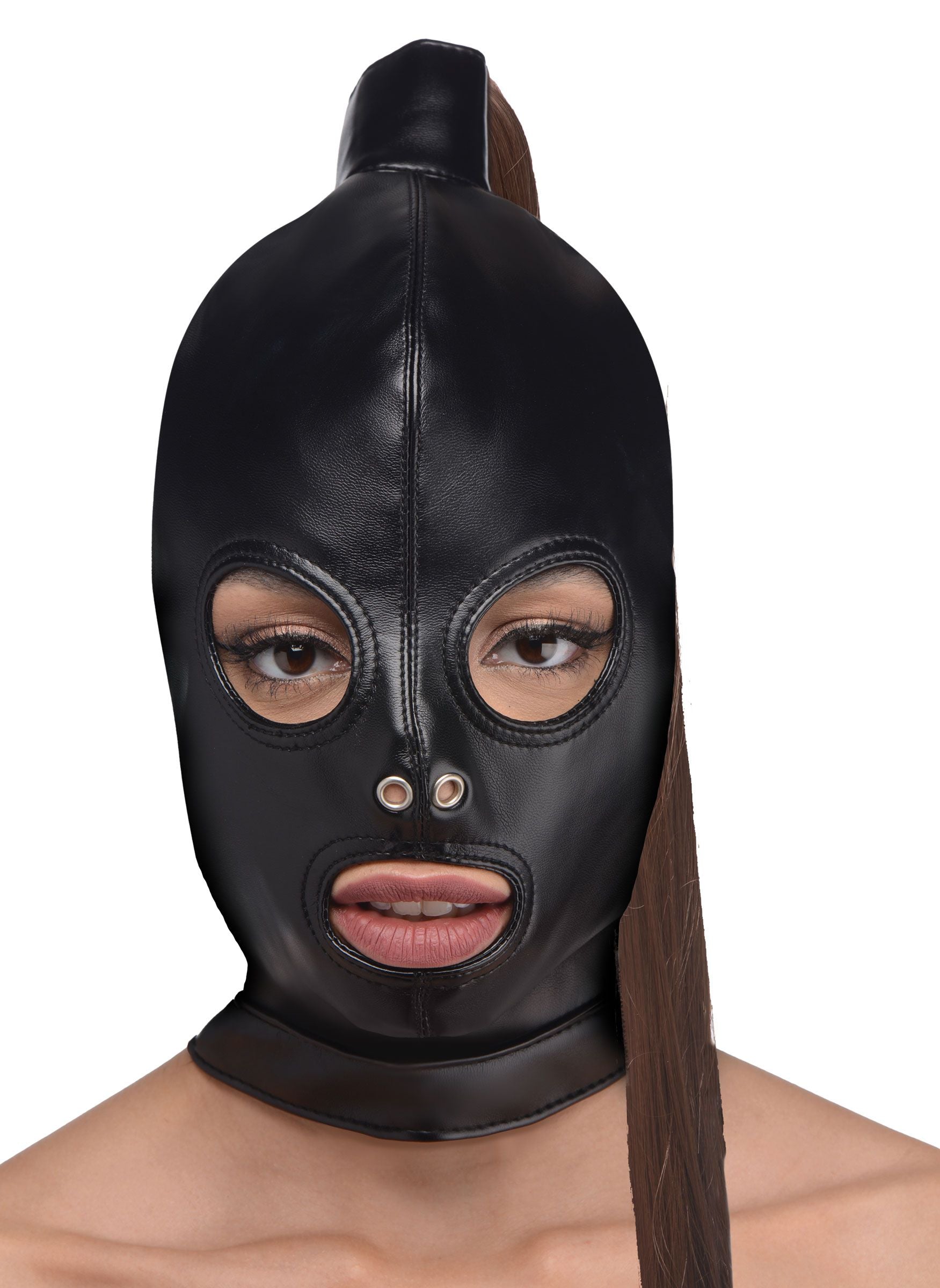 Bondage Hoofdmasker Met Paardenstaart