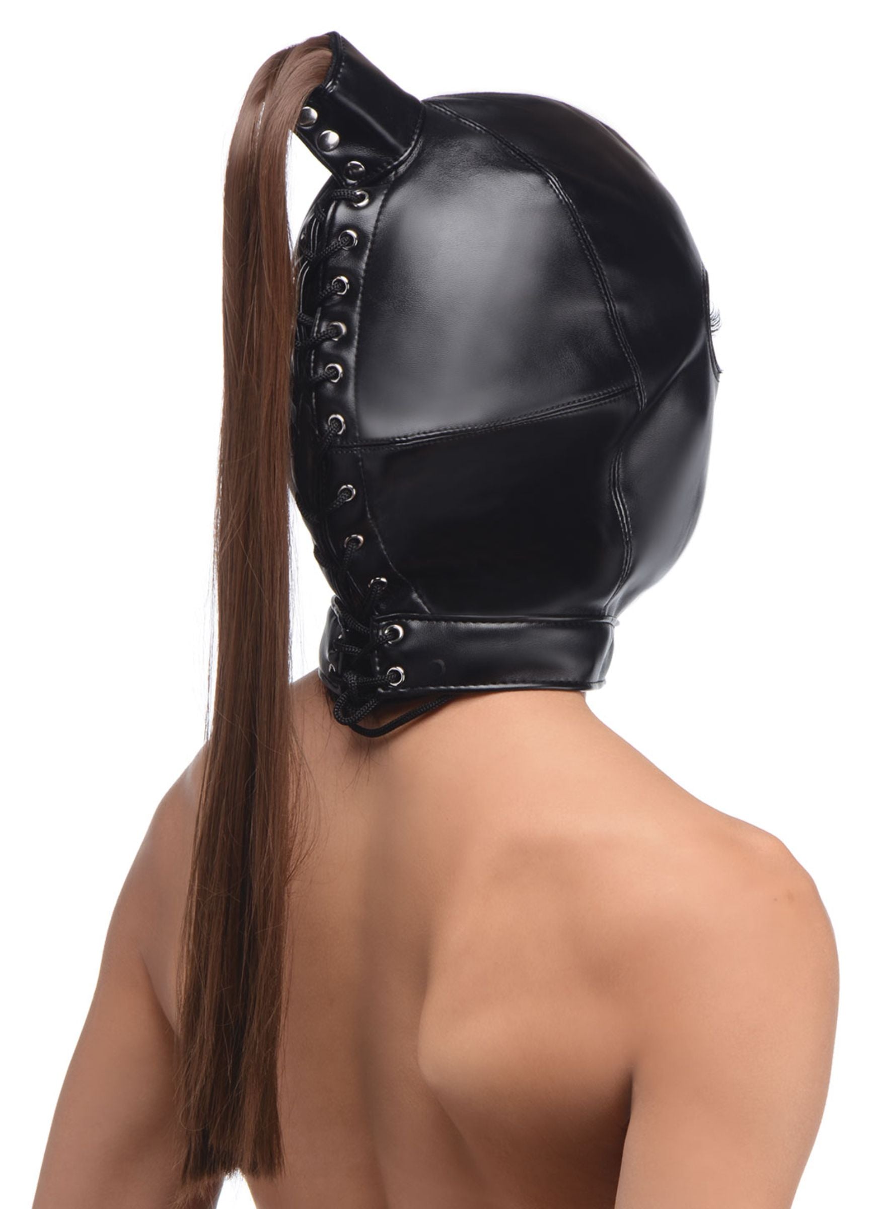 Bondage Hoofdmasker Met Paardenstaart