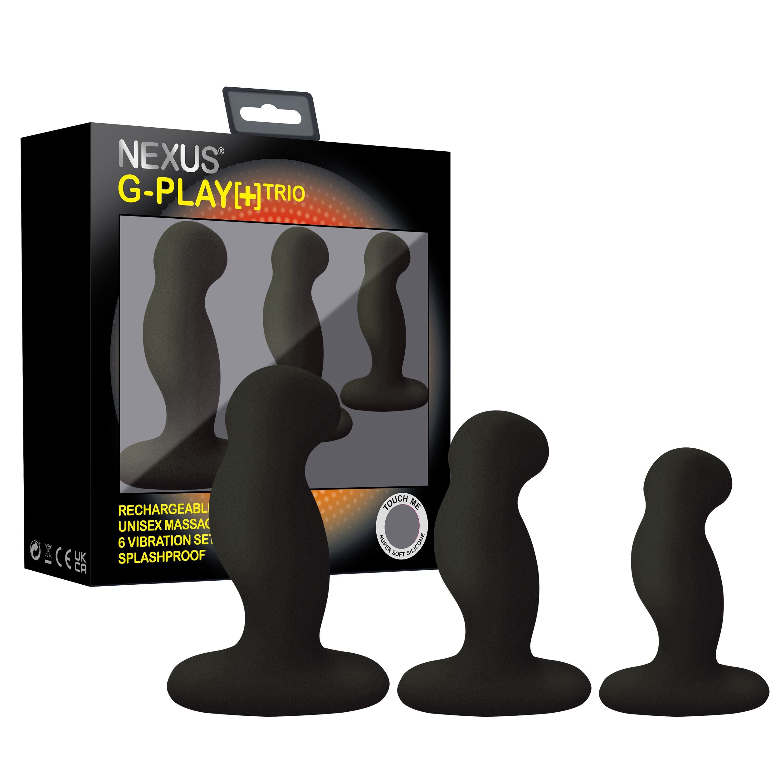 Nexus - G-Play Trio Plus Unisex-vibratorpakket - S/M/L - Zwart