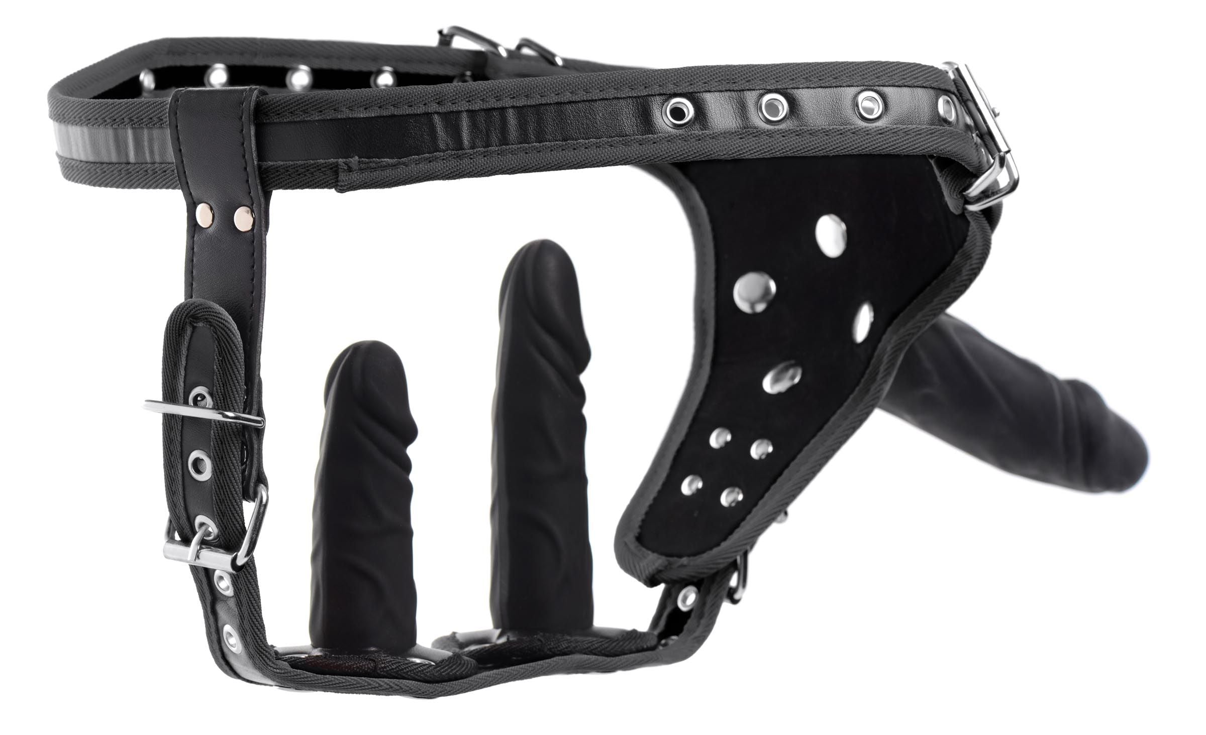 Dubbele Penetratie Strap-On Harnas - Zwart