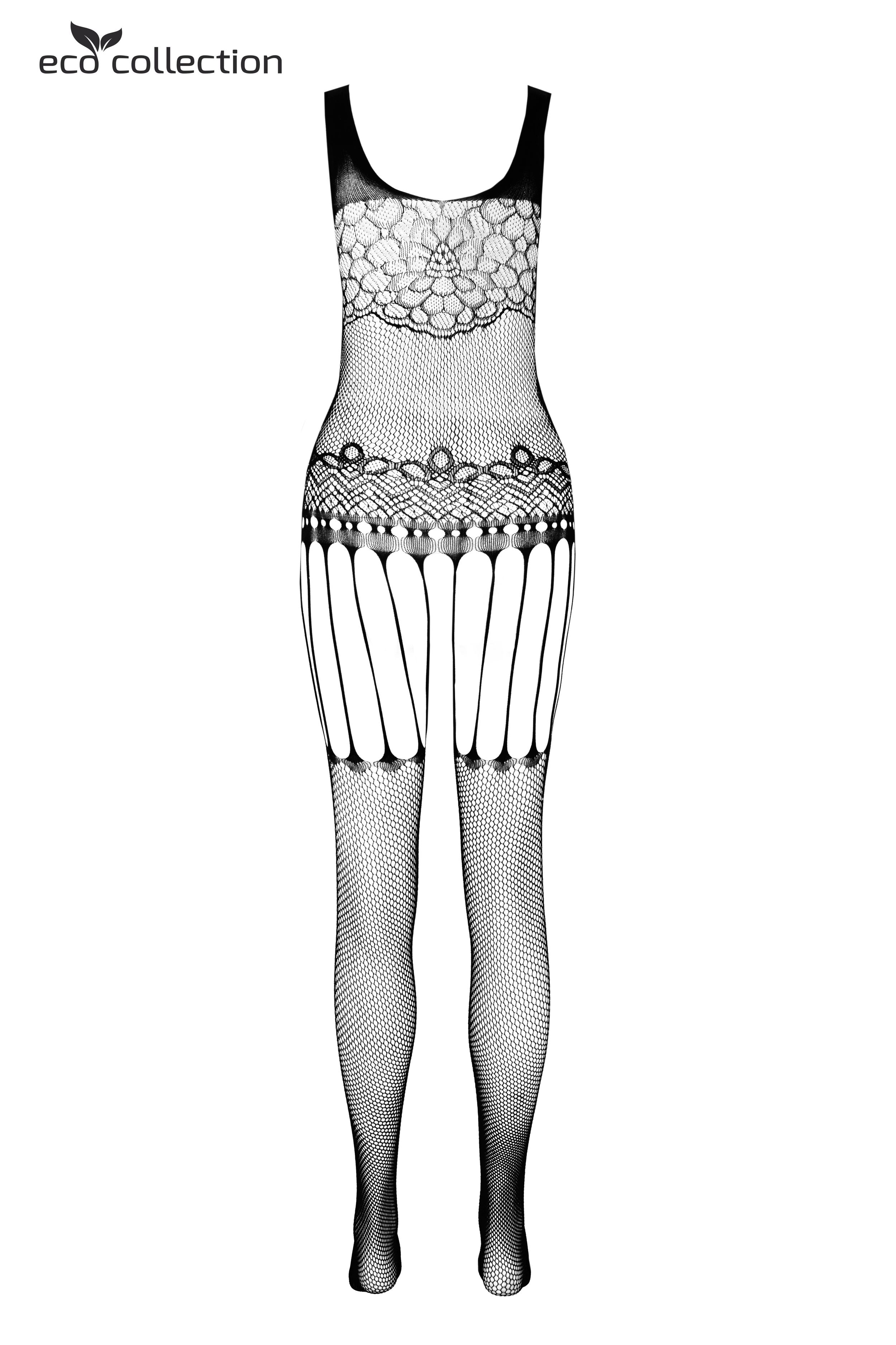 Catsuit met open onderkant zwart