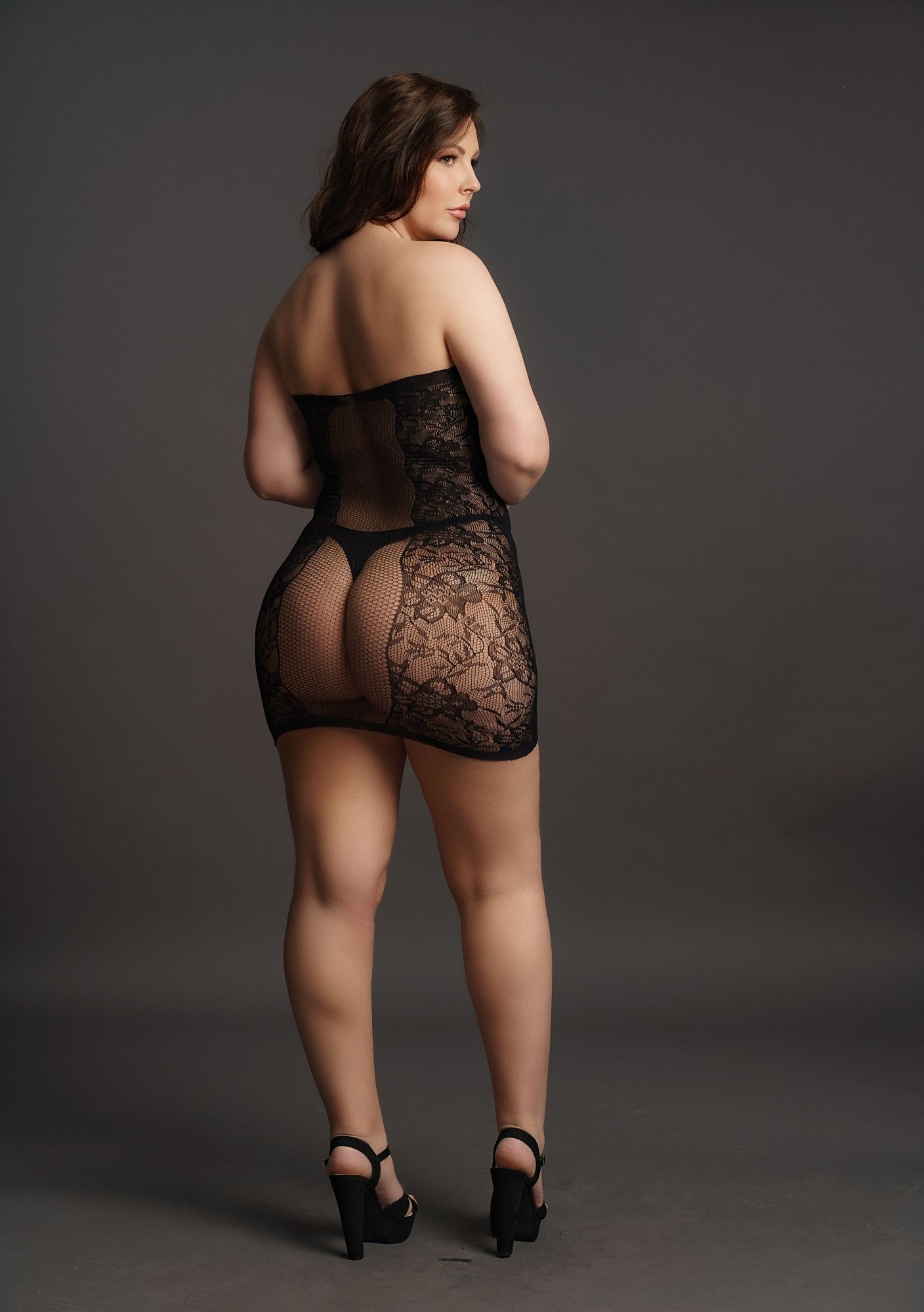 Strapless jurkje Curvy - zwart