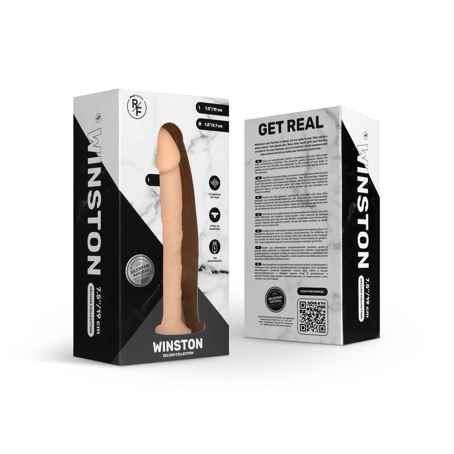 Real Fantasy Deluxe - Winston Vibrerende virtuele dildo - 18 cm