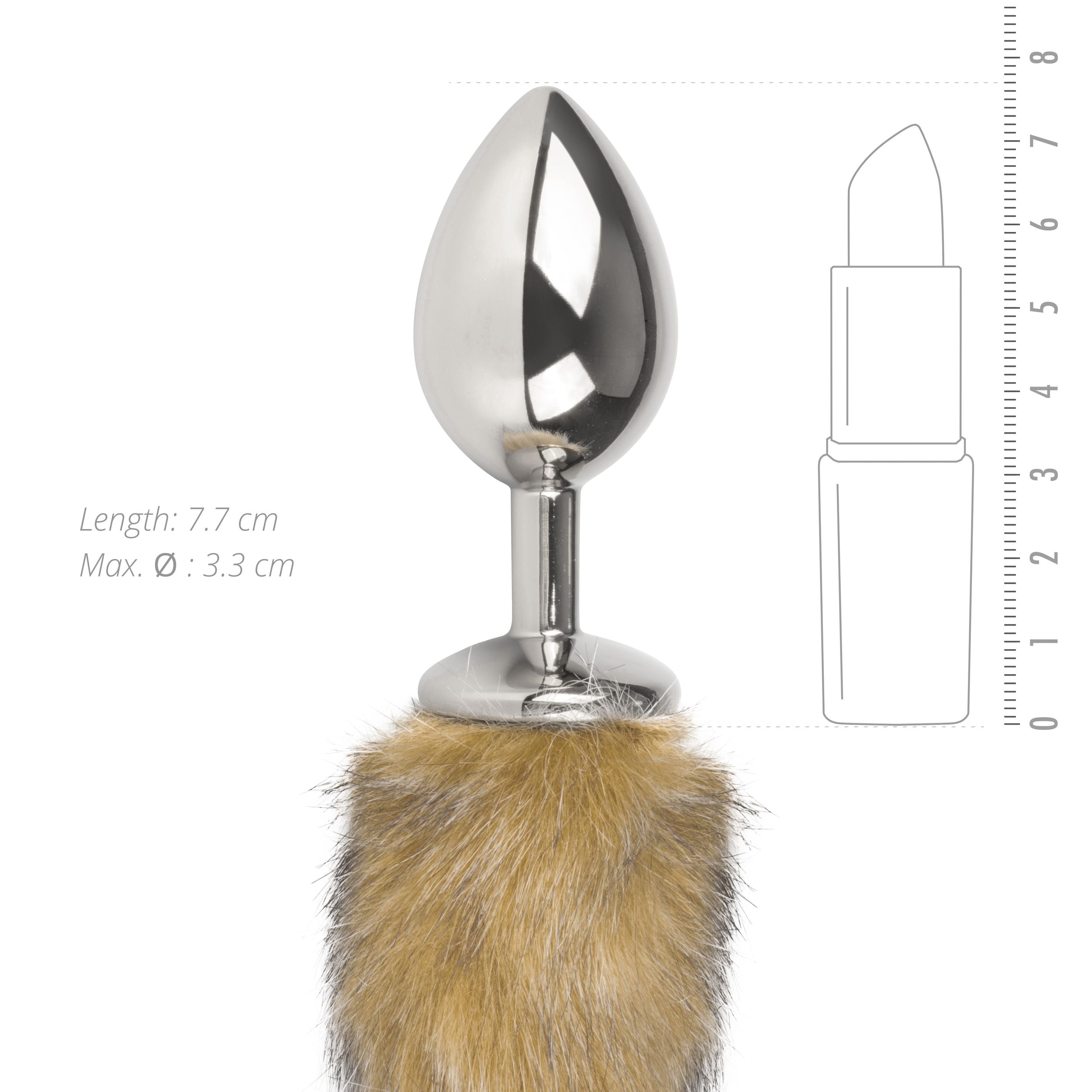 Medium zilverkleurige buttplug met ingewikkelde vossenstaart