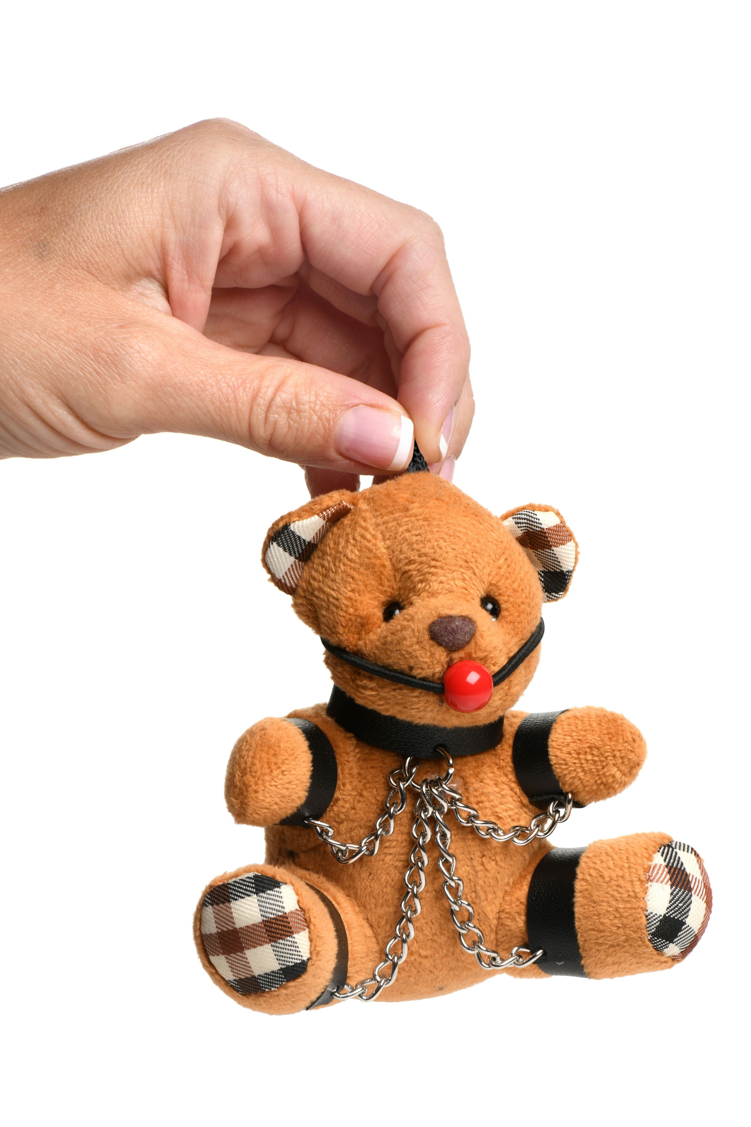 Geknevelde teddybeer sleutelhanger