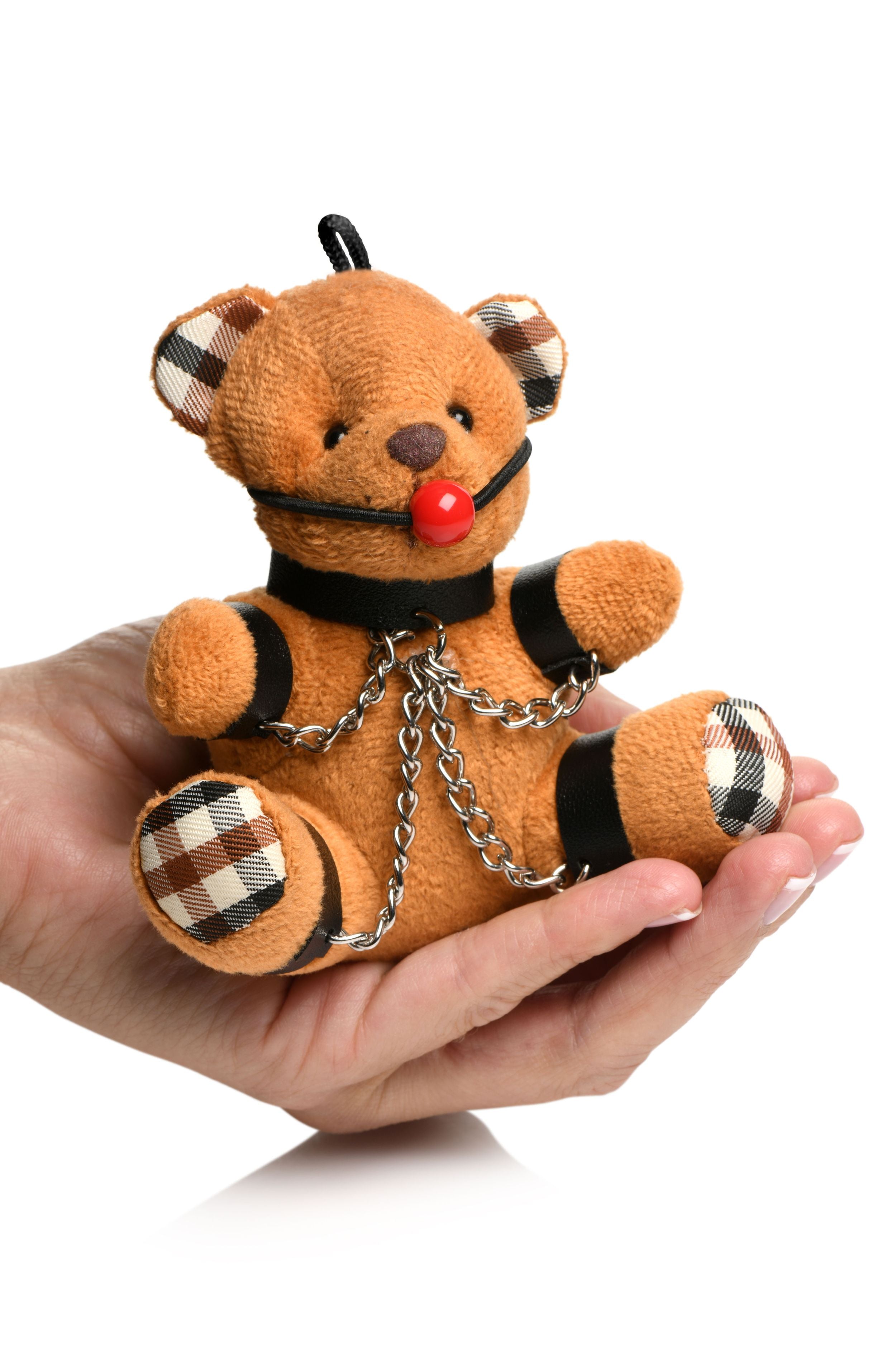 Geknevelde teddybeer sleutelhanger