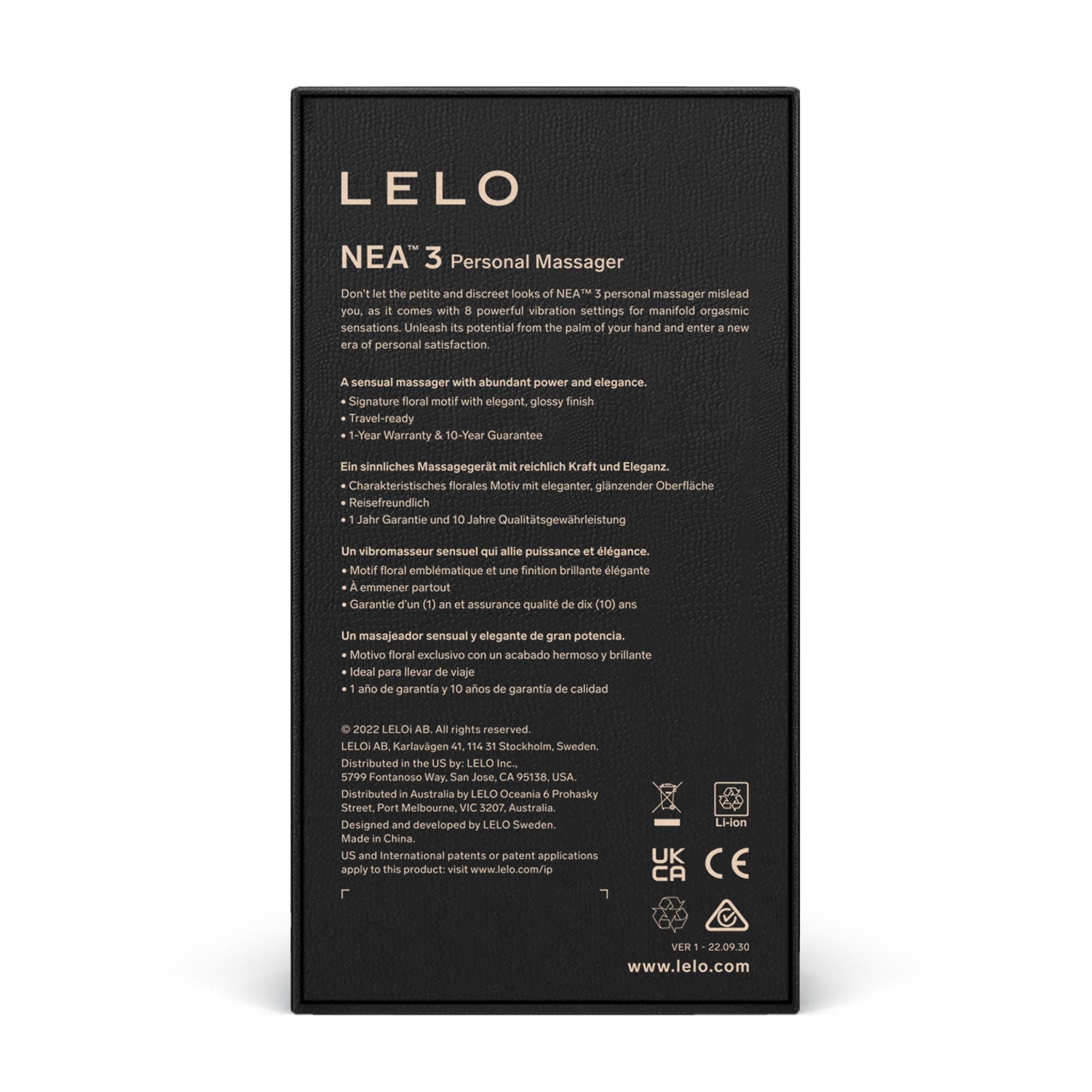 LELO - Nea 3 Personal Massager - Pitch Black
