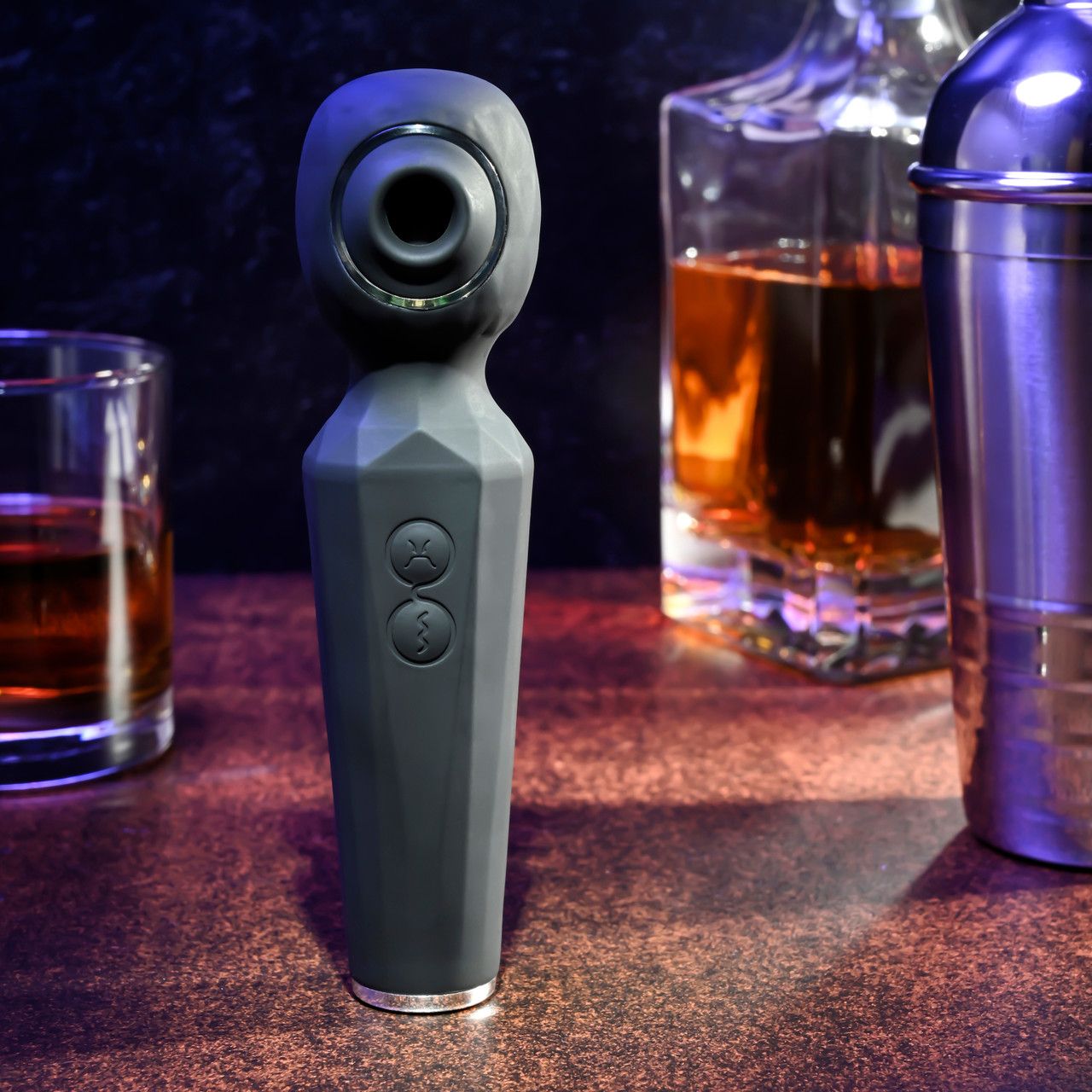 Evolved - Rainbow Sucker Wand-vibrator - Zwart