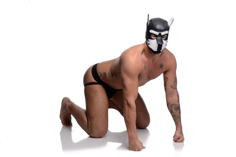 Spike Puppy BDSM Kap - Zwart/Wit