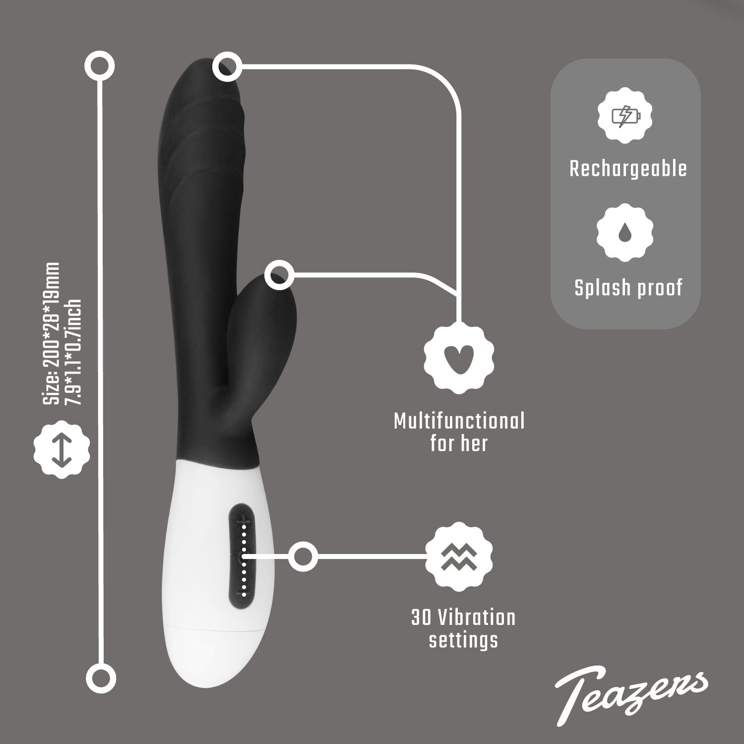 Teazers Tarzan Vibrator - Zwart