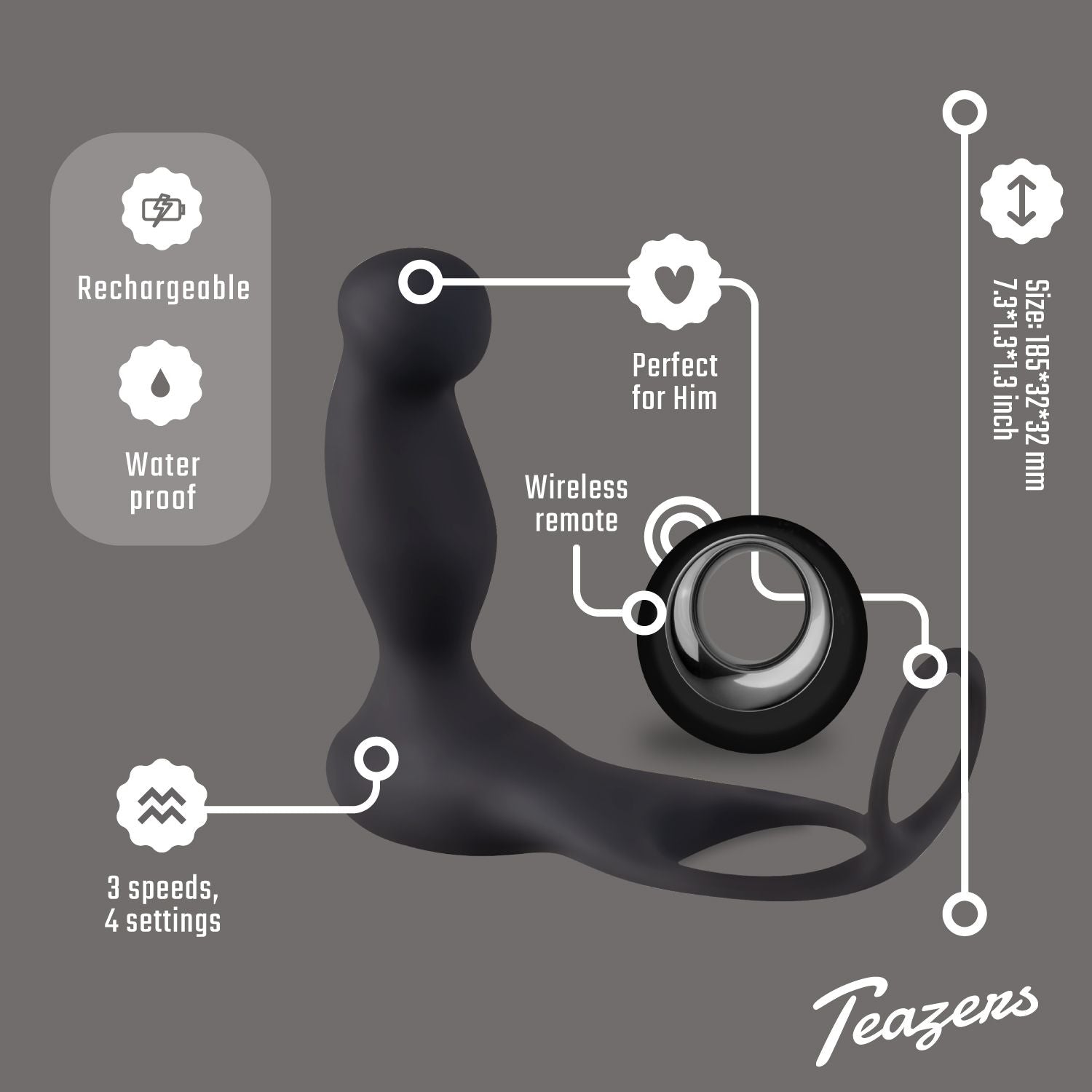 Teazers Cock And Ball Ring Prostaatvibrator Met Afstandsbediening