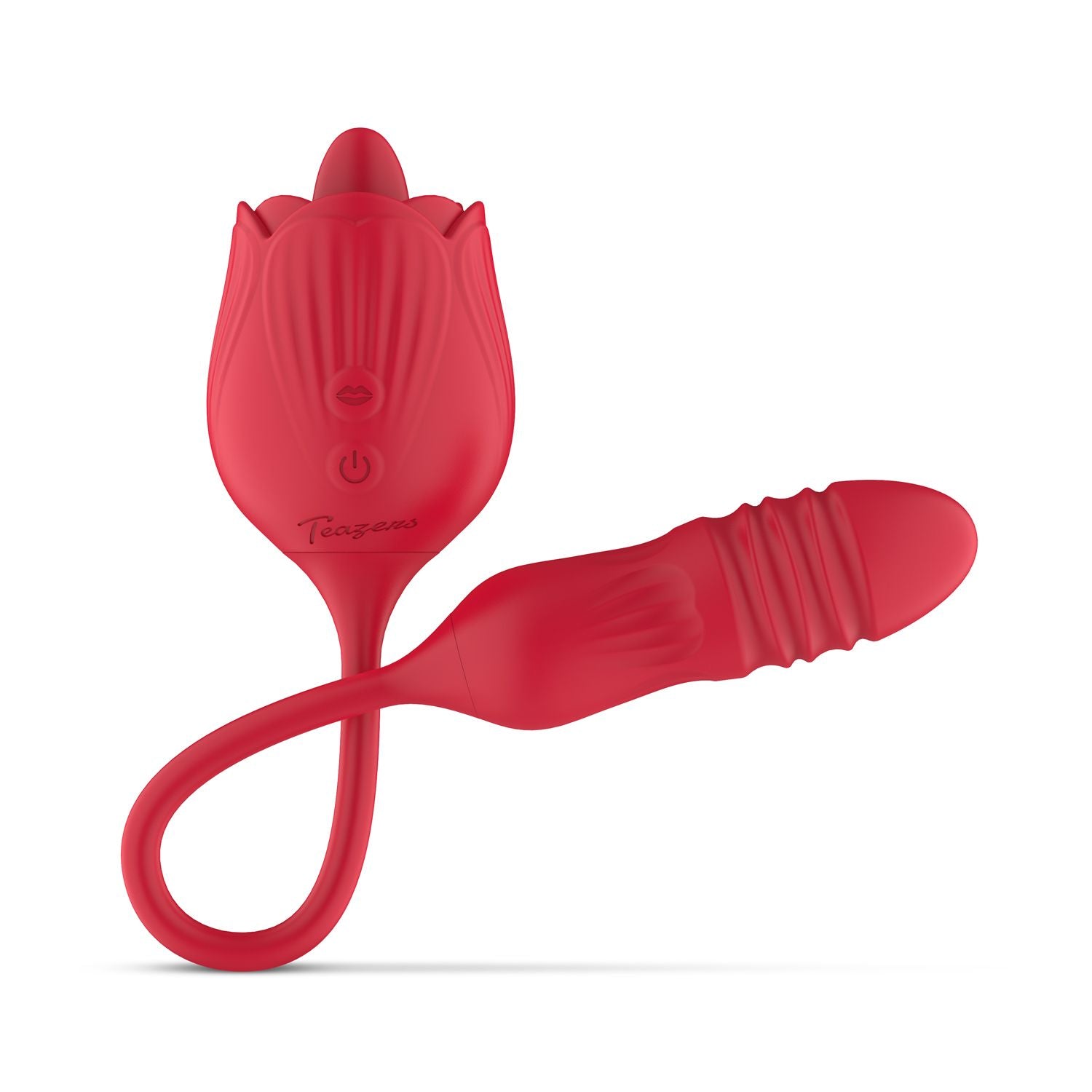 Teazers Roos Vibrator met Stotende Dildo