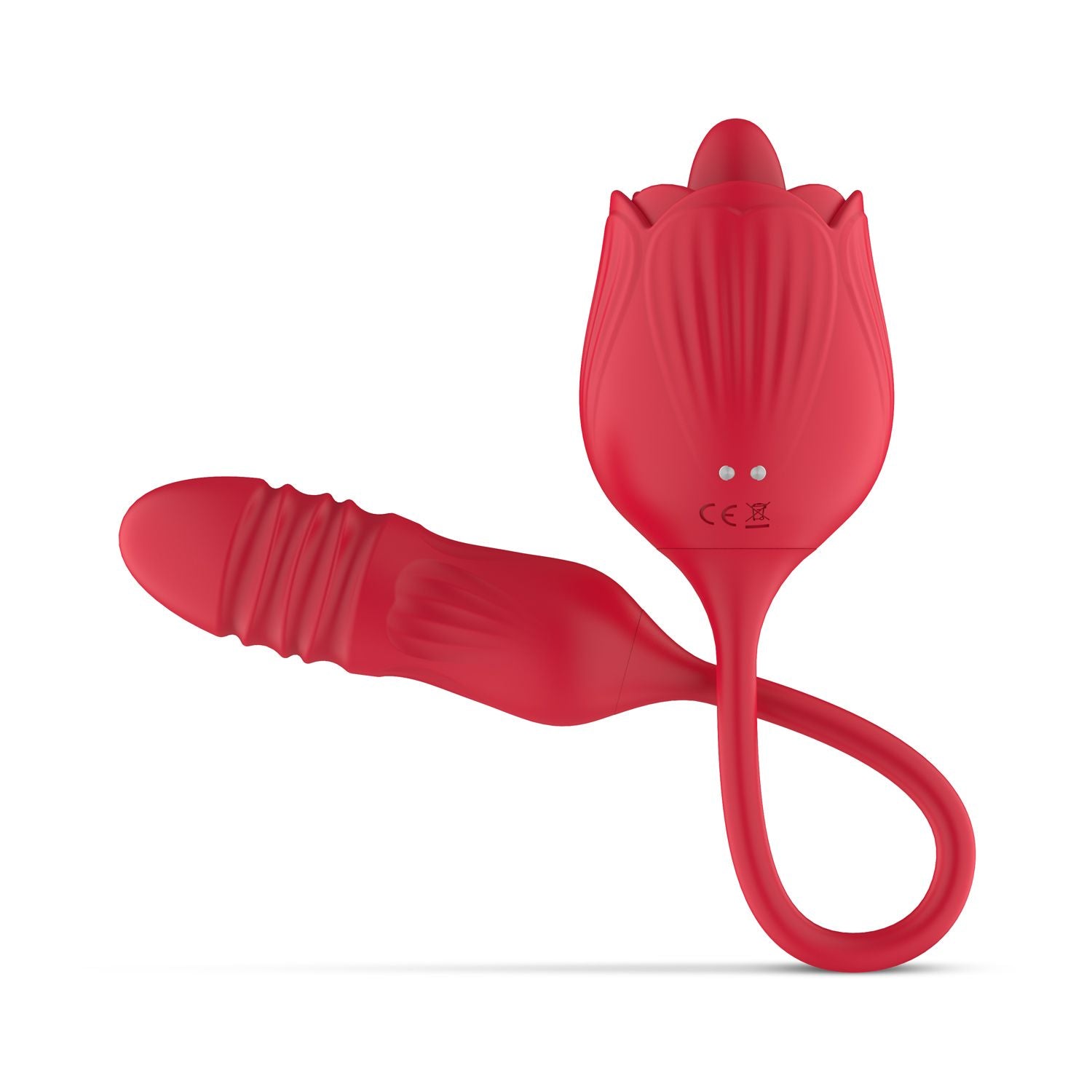 Teazers Roos Vibrator met Stotende Dildo