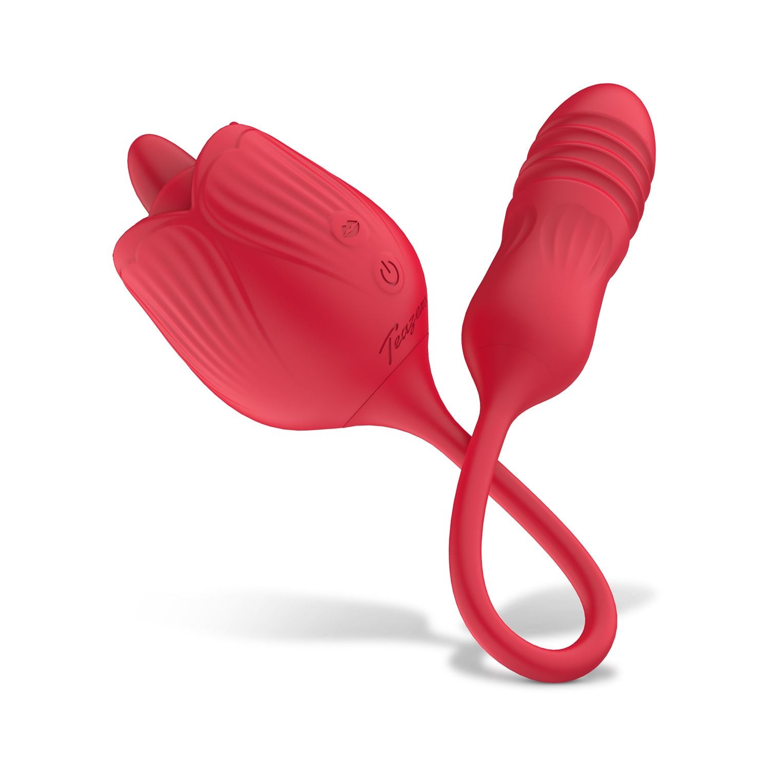 Teazers Roos Vibrator met Stotende Dildo