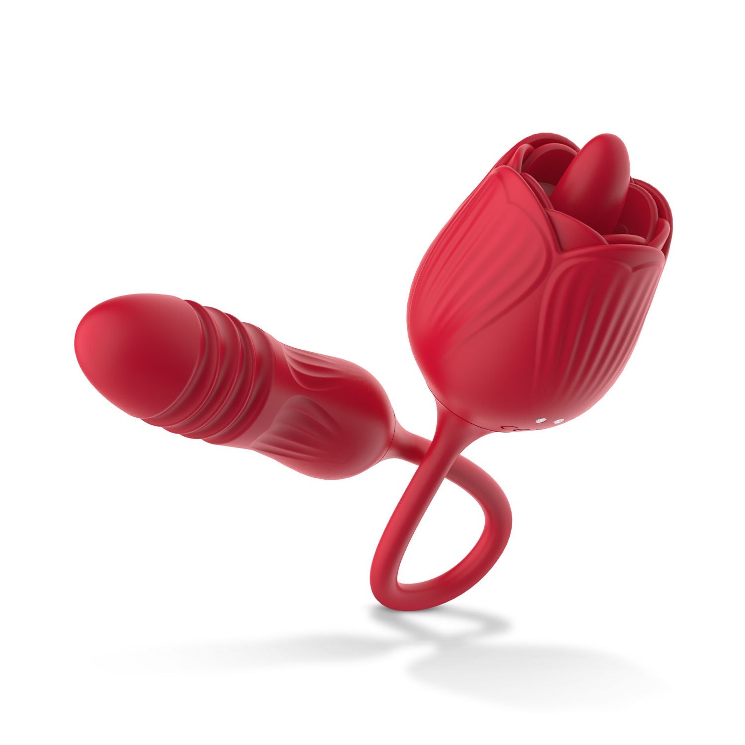 Teazers Roos Vibrator met Stotende Dildo