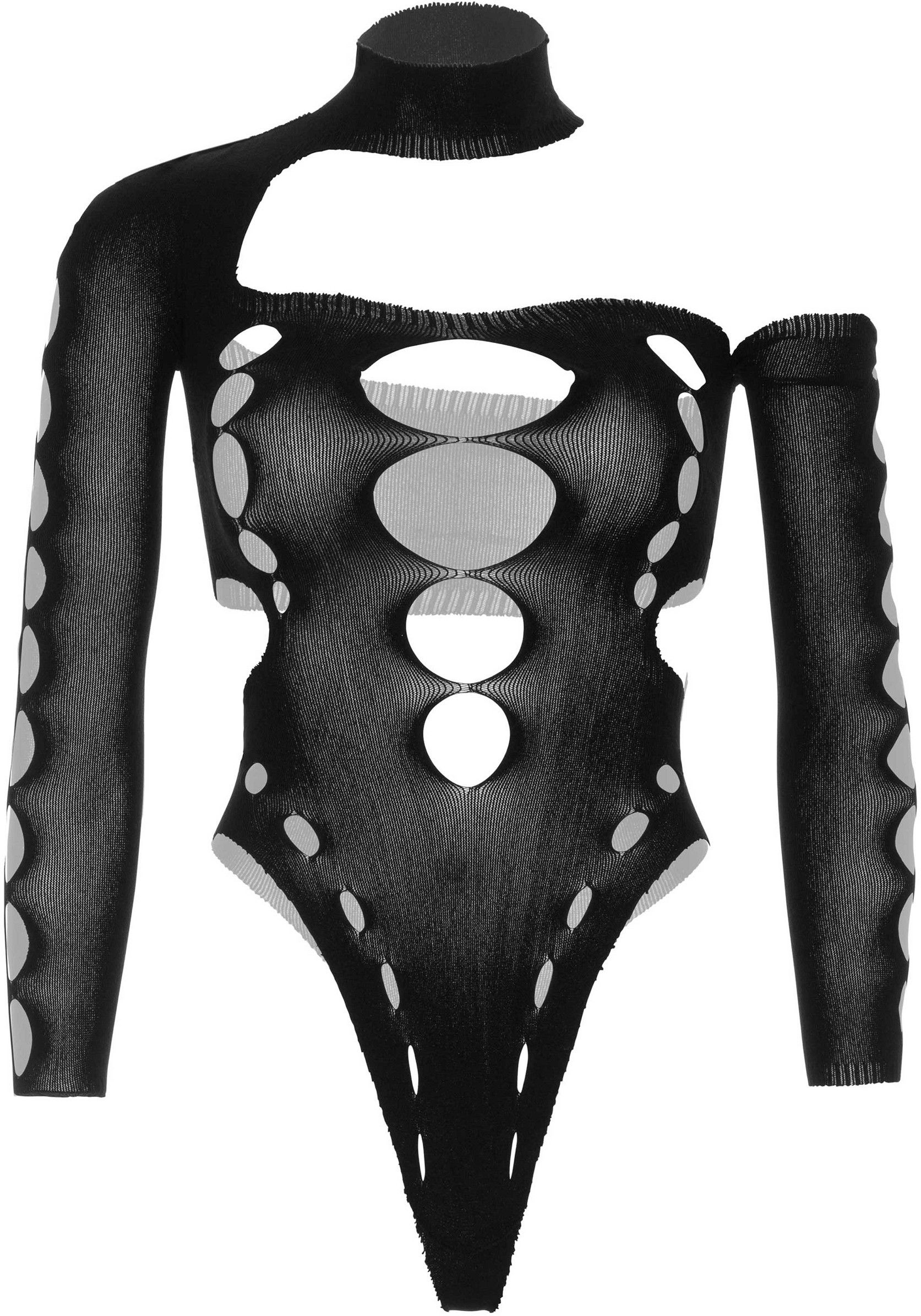 Asymmetrische Bodysuit met Open Rug - Zwart