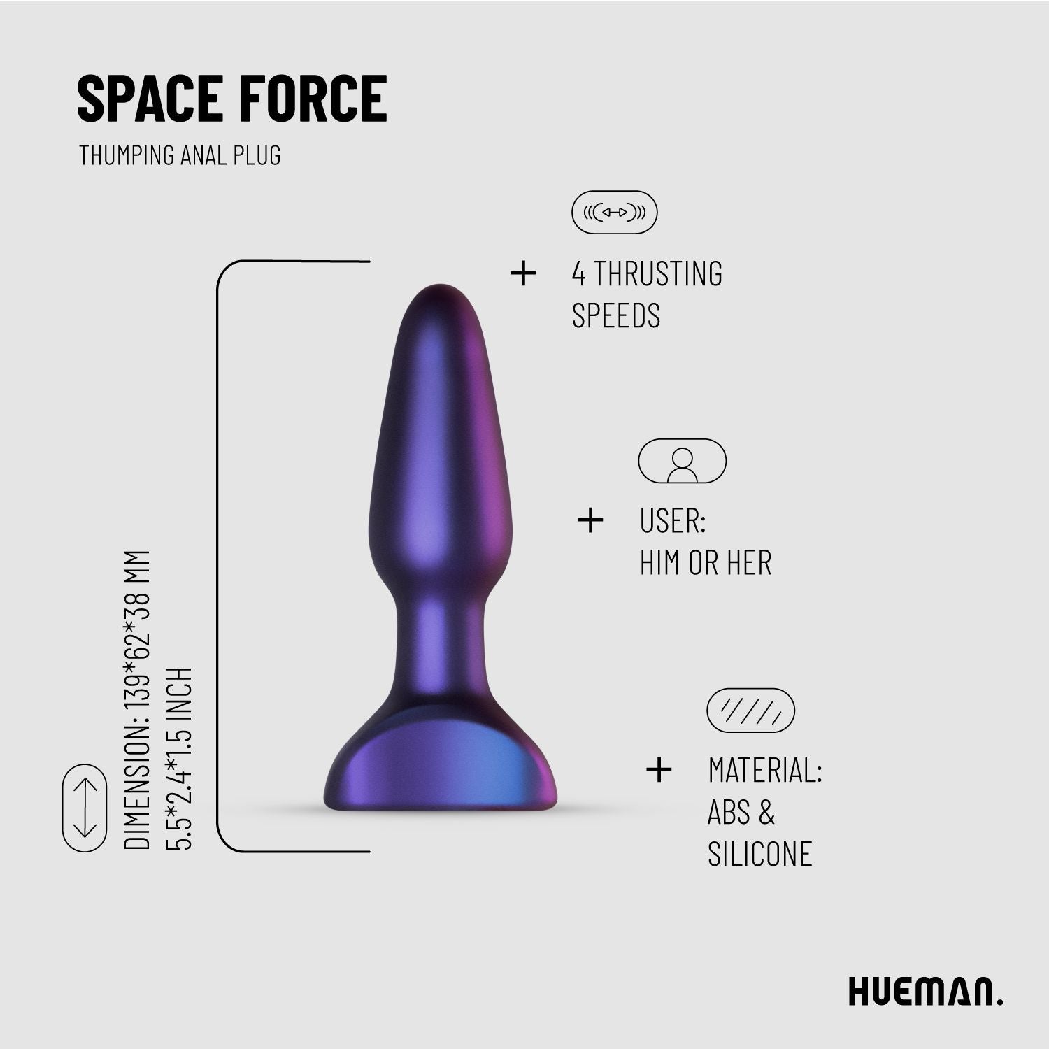 Hueman - Space Force Vibrerende en krachtige buttplug