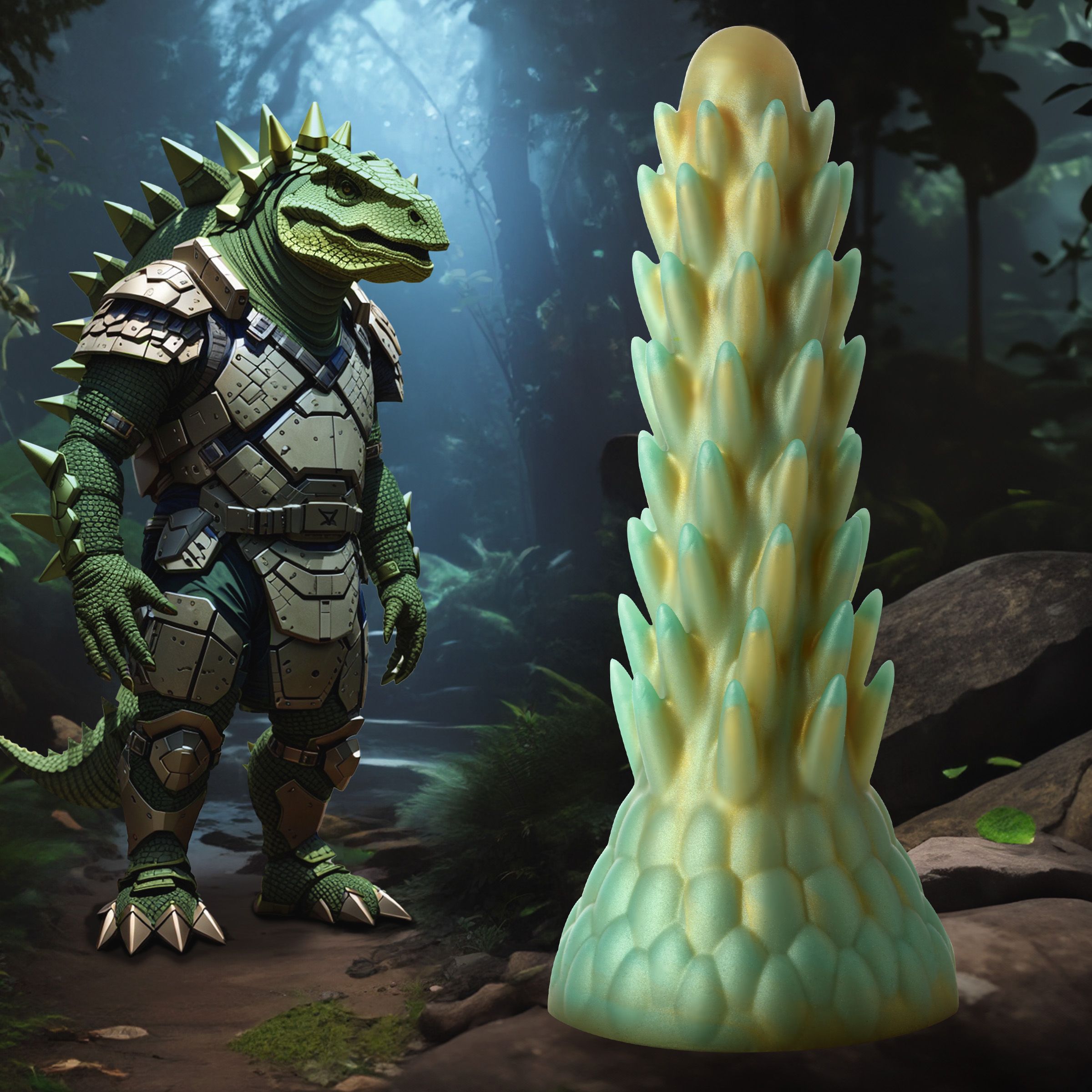 Stegosaurus Spiky Reptiel-dildo - Groen