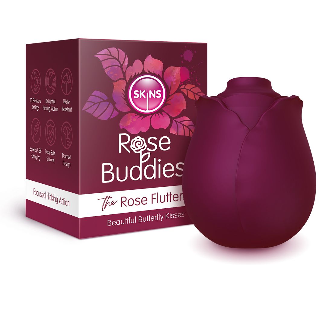Skins Rose Buddies - The Rose Flutterz Vibrator - Wijnrood