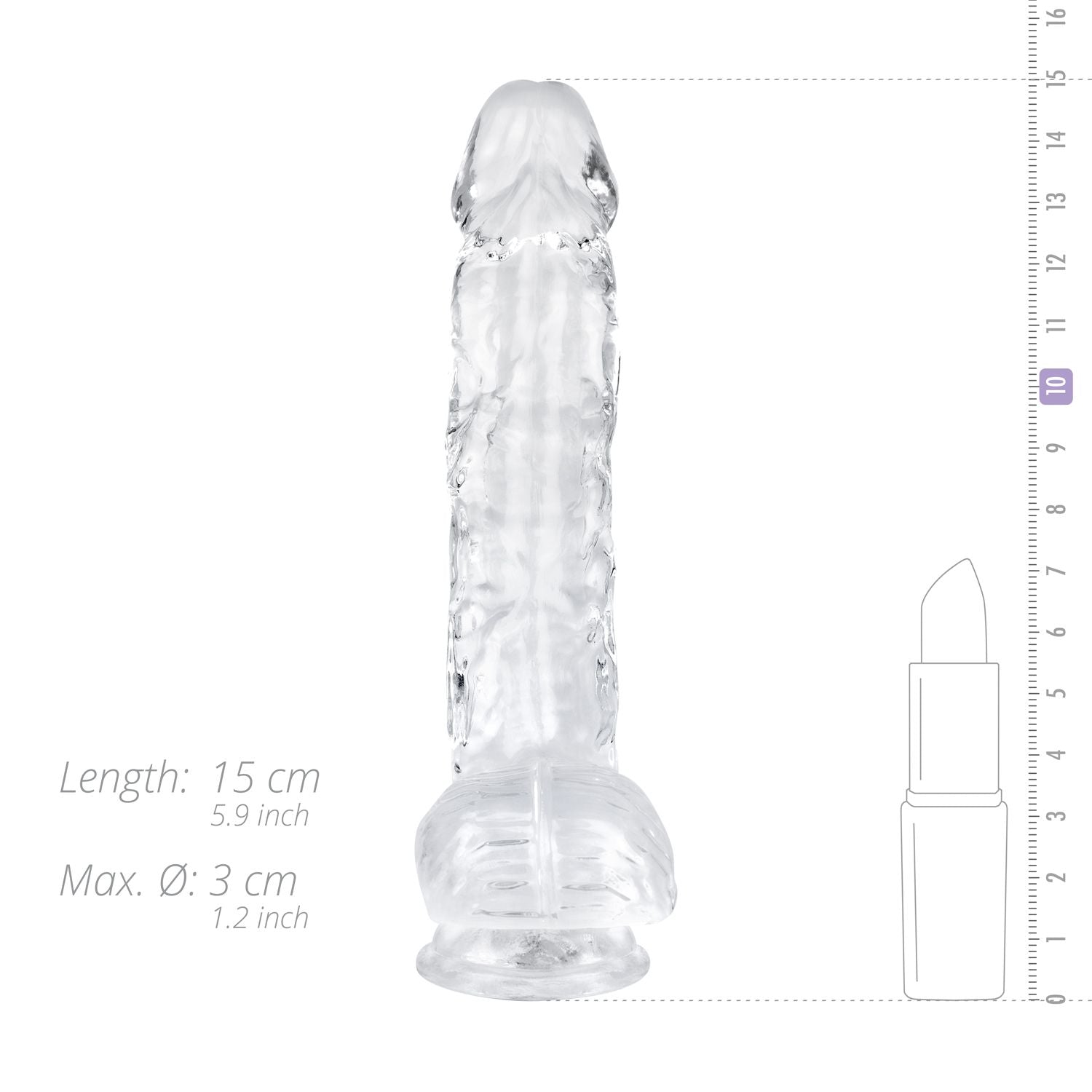 Jelly-dildo met ballen - 13,5 cm