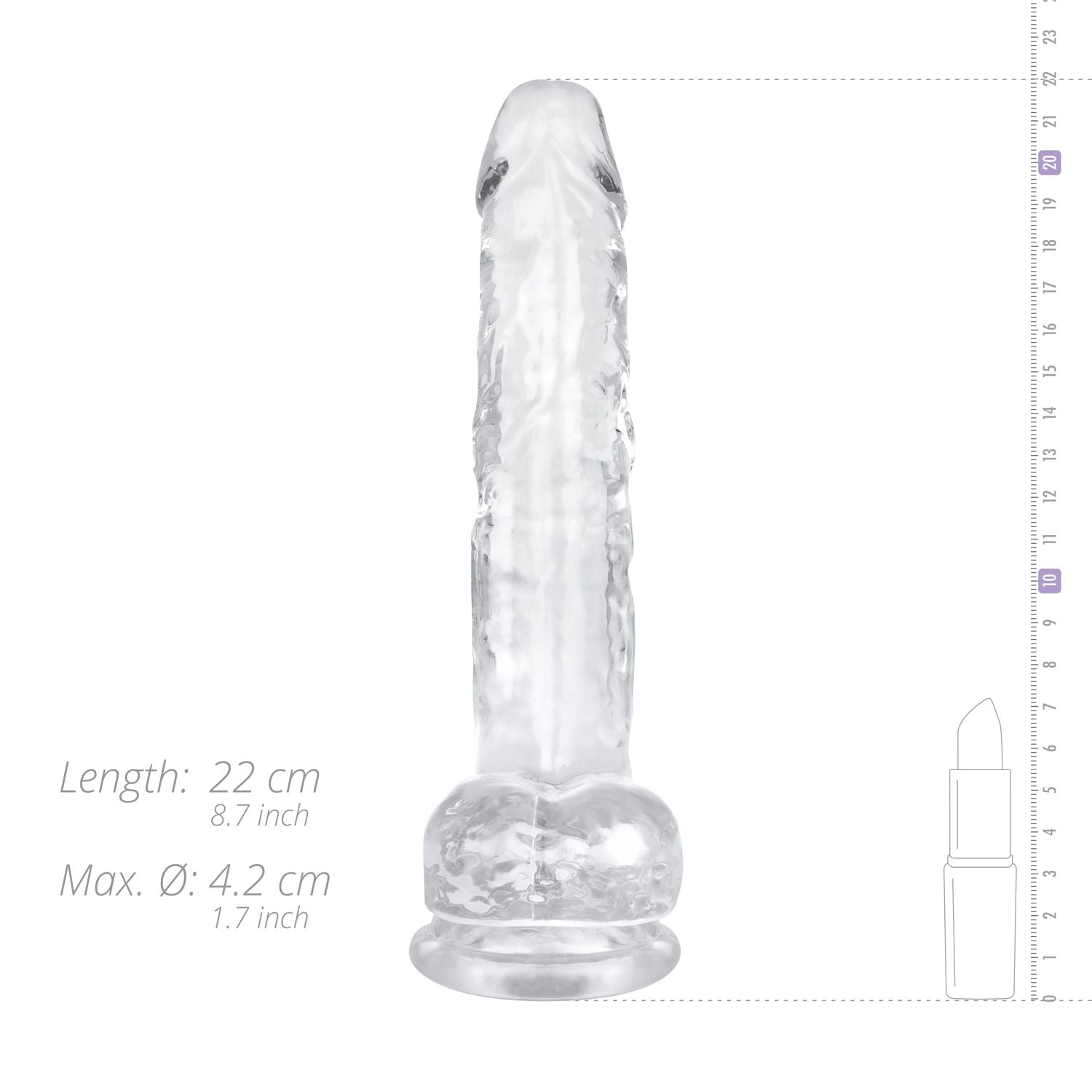 Jelly-dildo met ballen - 19 cm